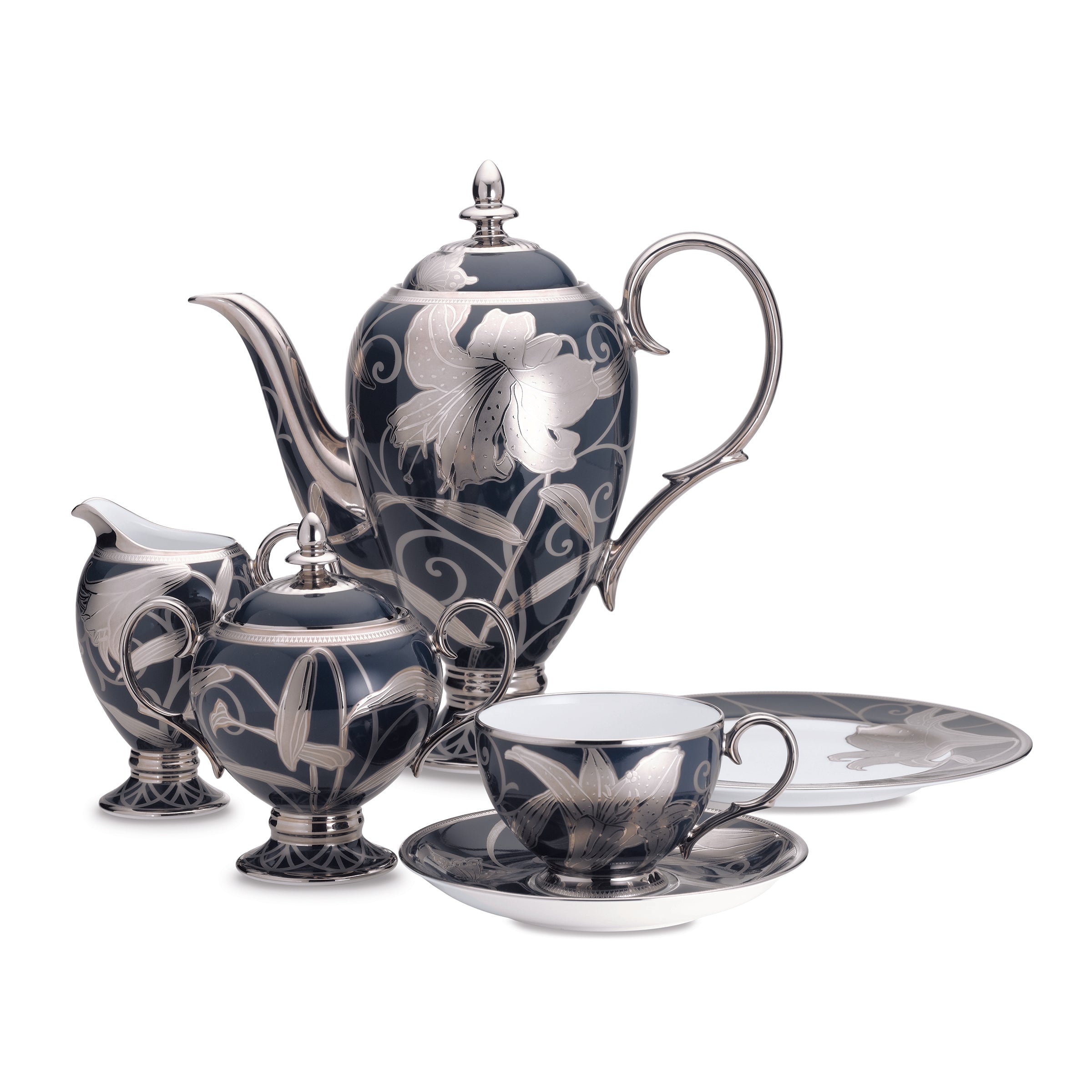 Noritake 23Pcs Tea Set - Hanaginsai (Blue & Silver)