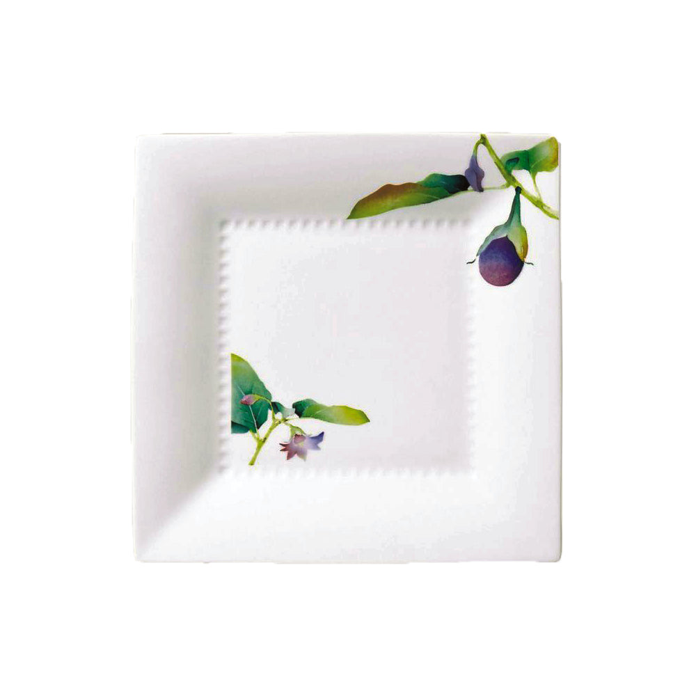 Noritake Square Plate 23.2Cm-Kyoka Shunsai Egg Plant