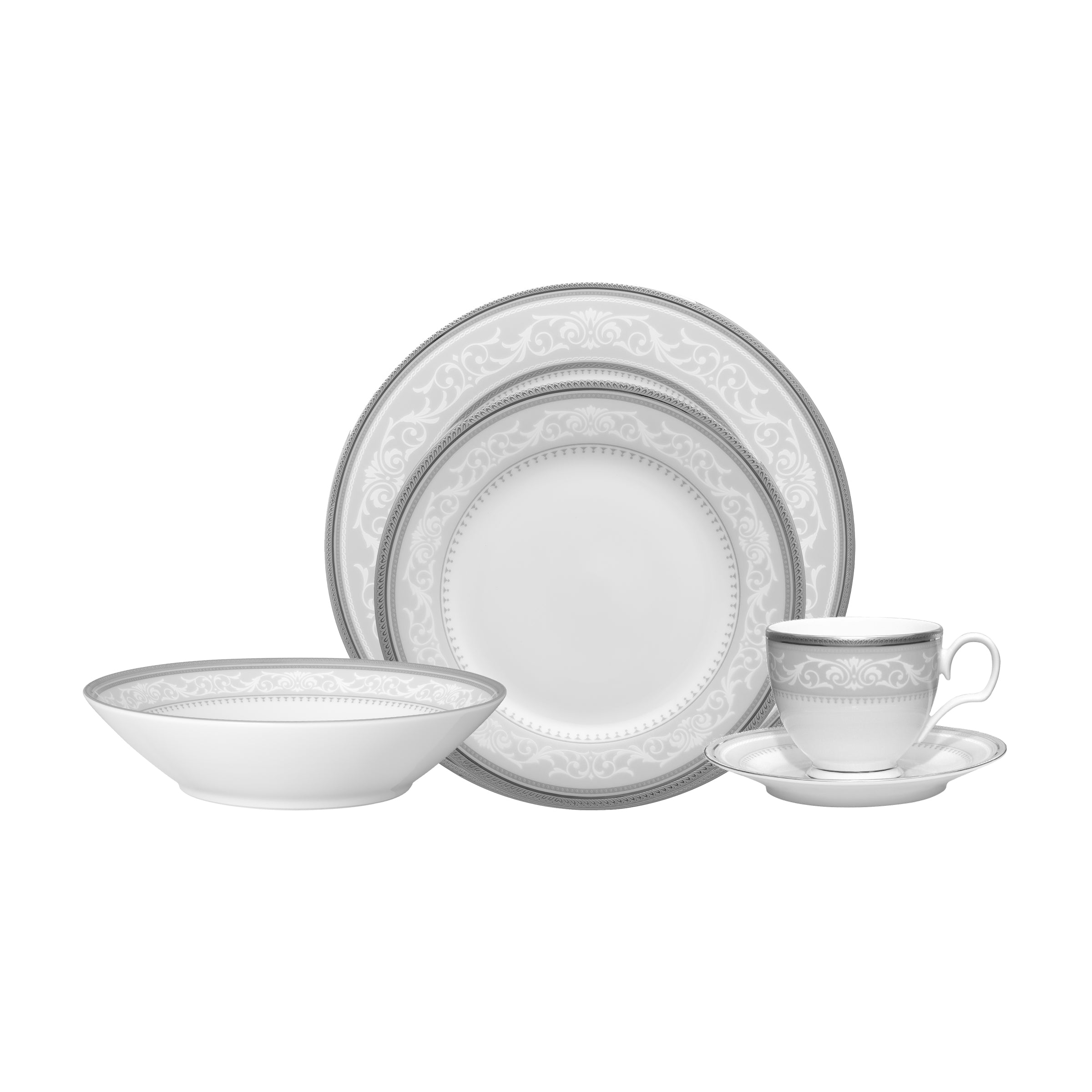Noritake 47Pcs Dinner & Tea Set for 8 Person - Glendonald Platinum