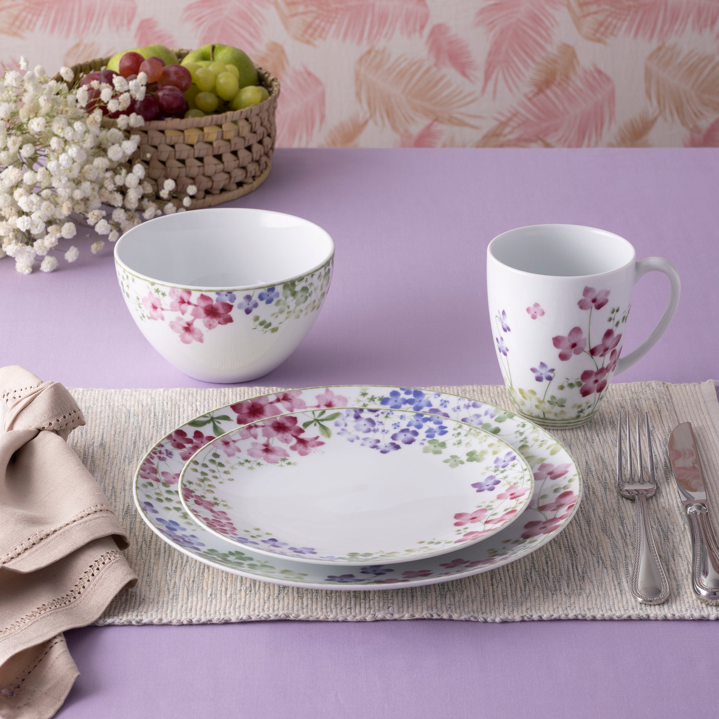 Noritake 12Pc Dinner Set For 4 Person-Bloomington Road Green