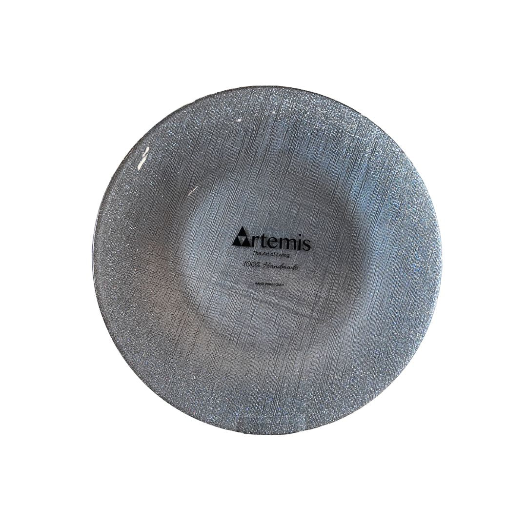 Charger Plate 33CM Round Silver Glitter Fog Grey
