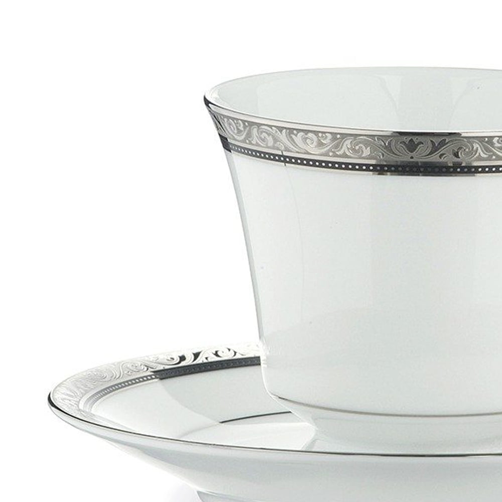 Noritake 96Pcs Dinner & Tea Set for 12 Person - Regent Platinum