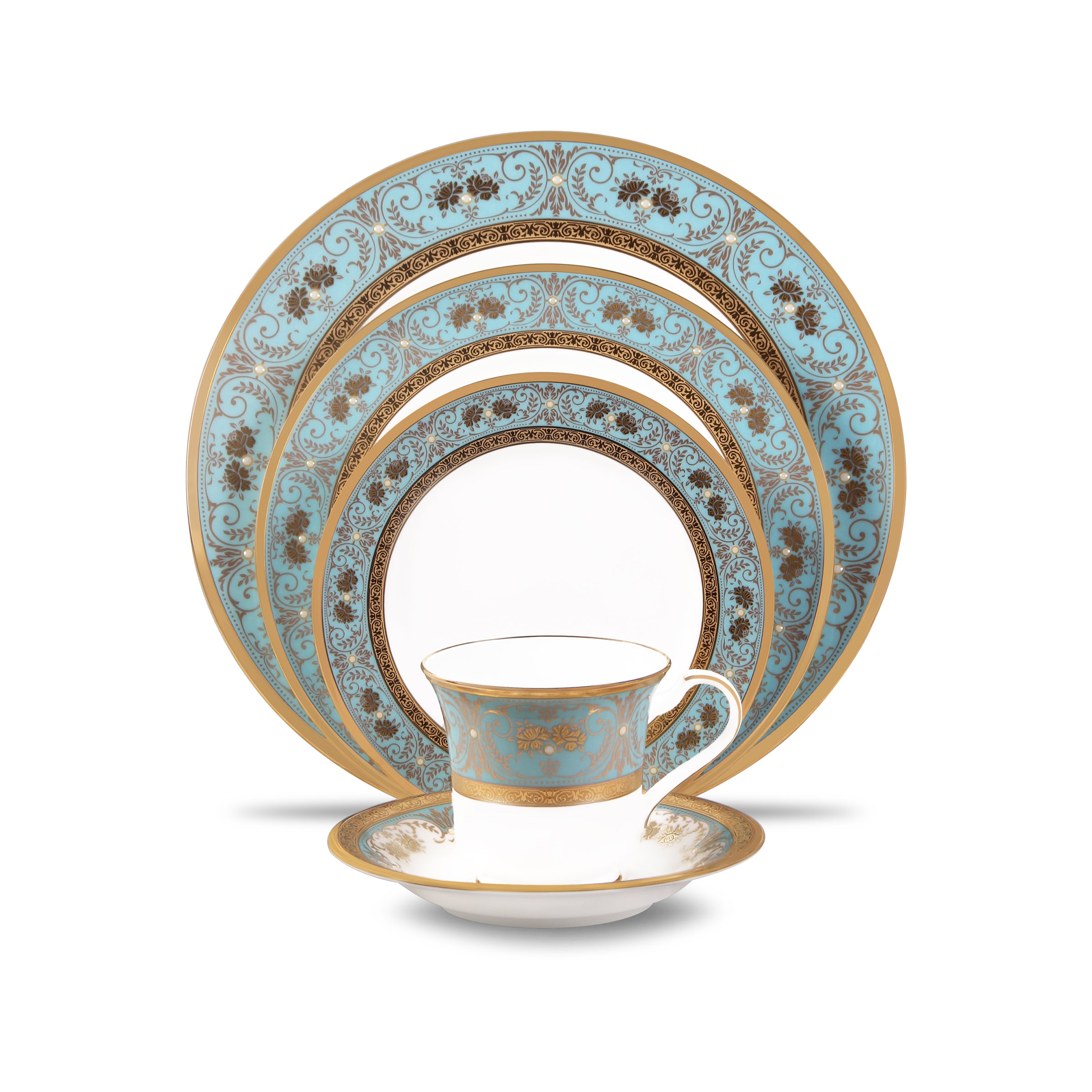 Noritake 96 Pcs Dinner & Tea Set for 12 Person - Georgian Turquise