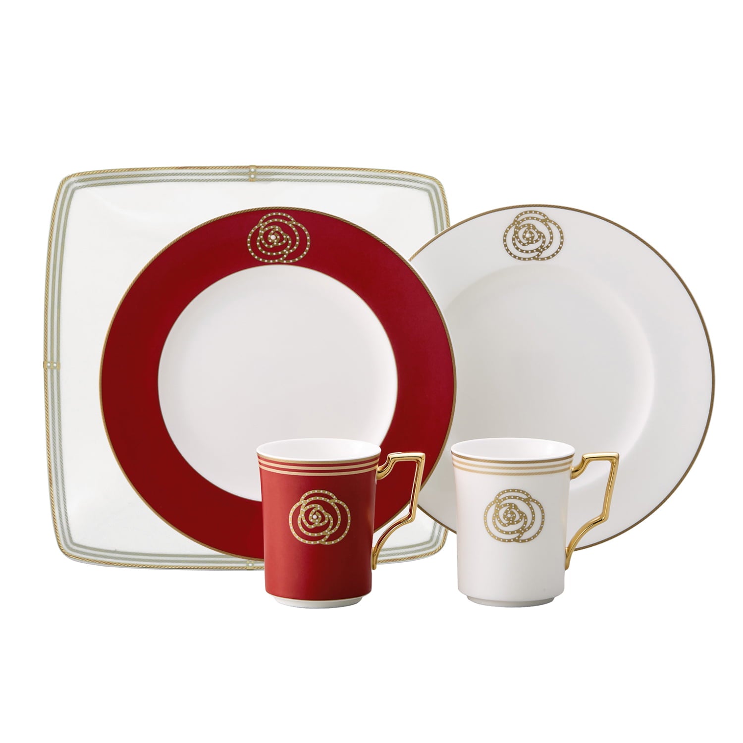 Noritake 5Pcs Couple Breakfast Set- Aidan Gold & Red