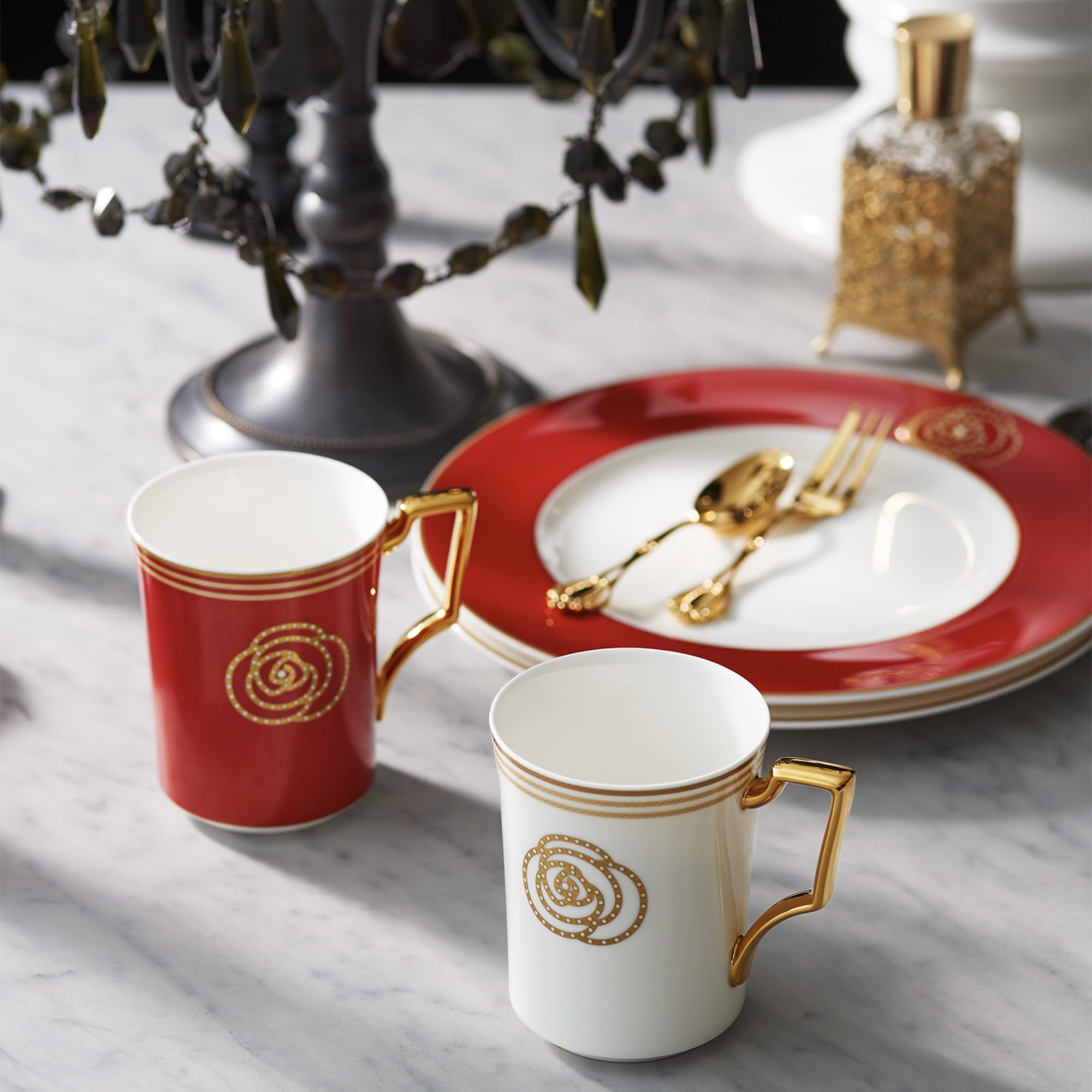 Noritake 5Pcs Couple Breakfast Set- Aidan Gold & Red