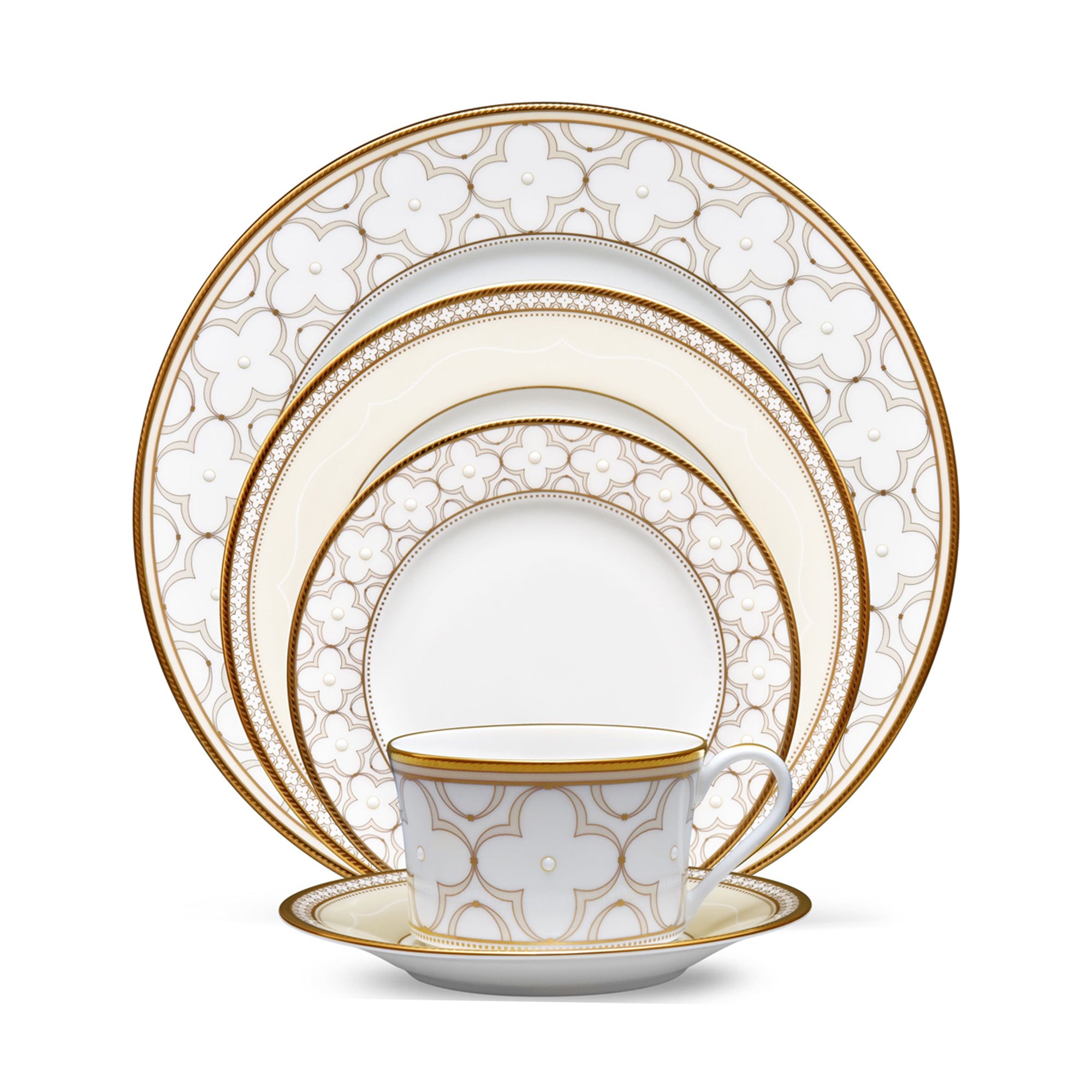 Noritake 96Pcs Dinner & Tea Set for 12 Person - Trefolio Gold