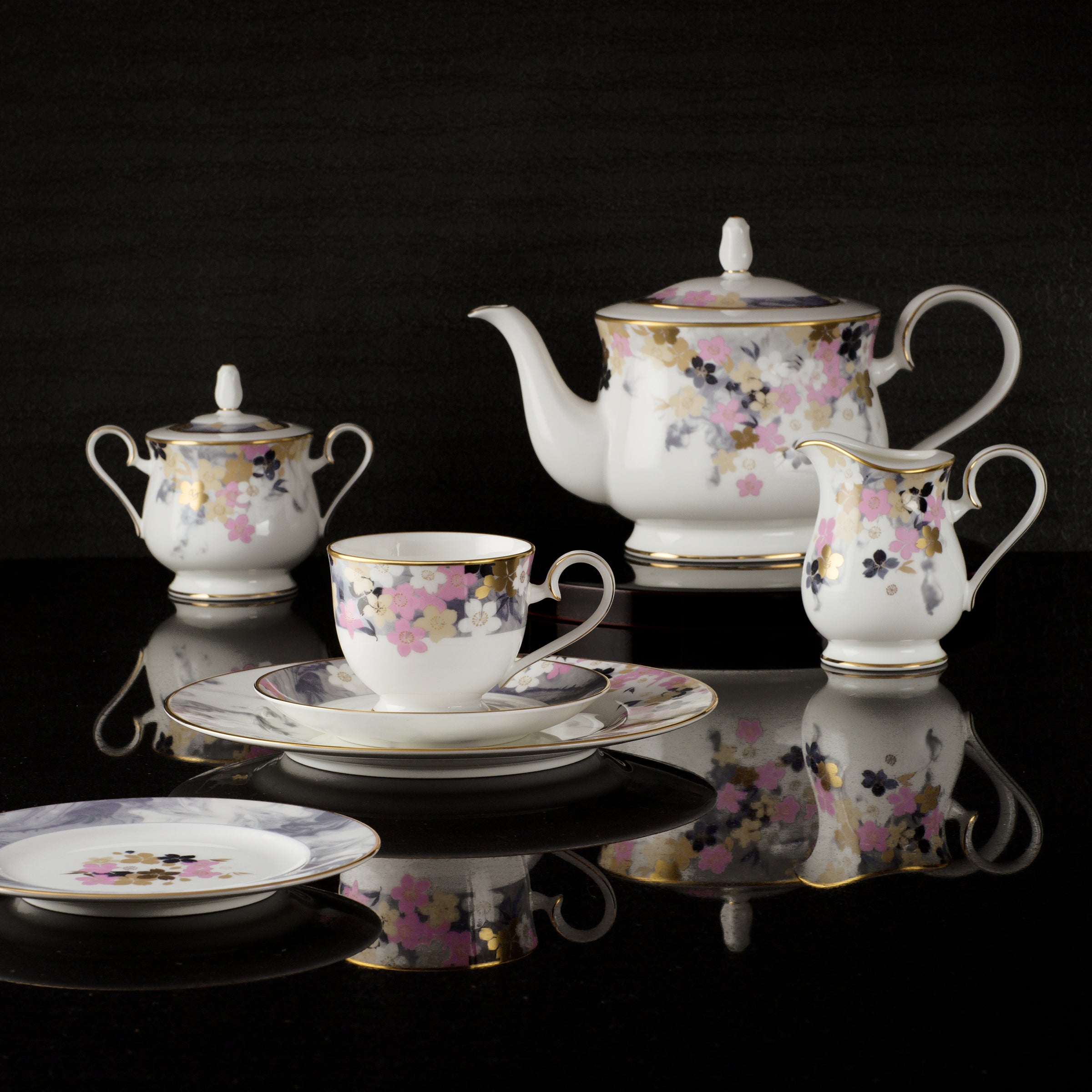 Noritake 96pcs Dinner & Tea Set for 12 Person - Moonlit Blossoms