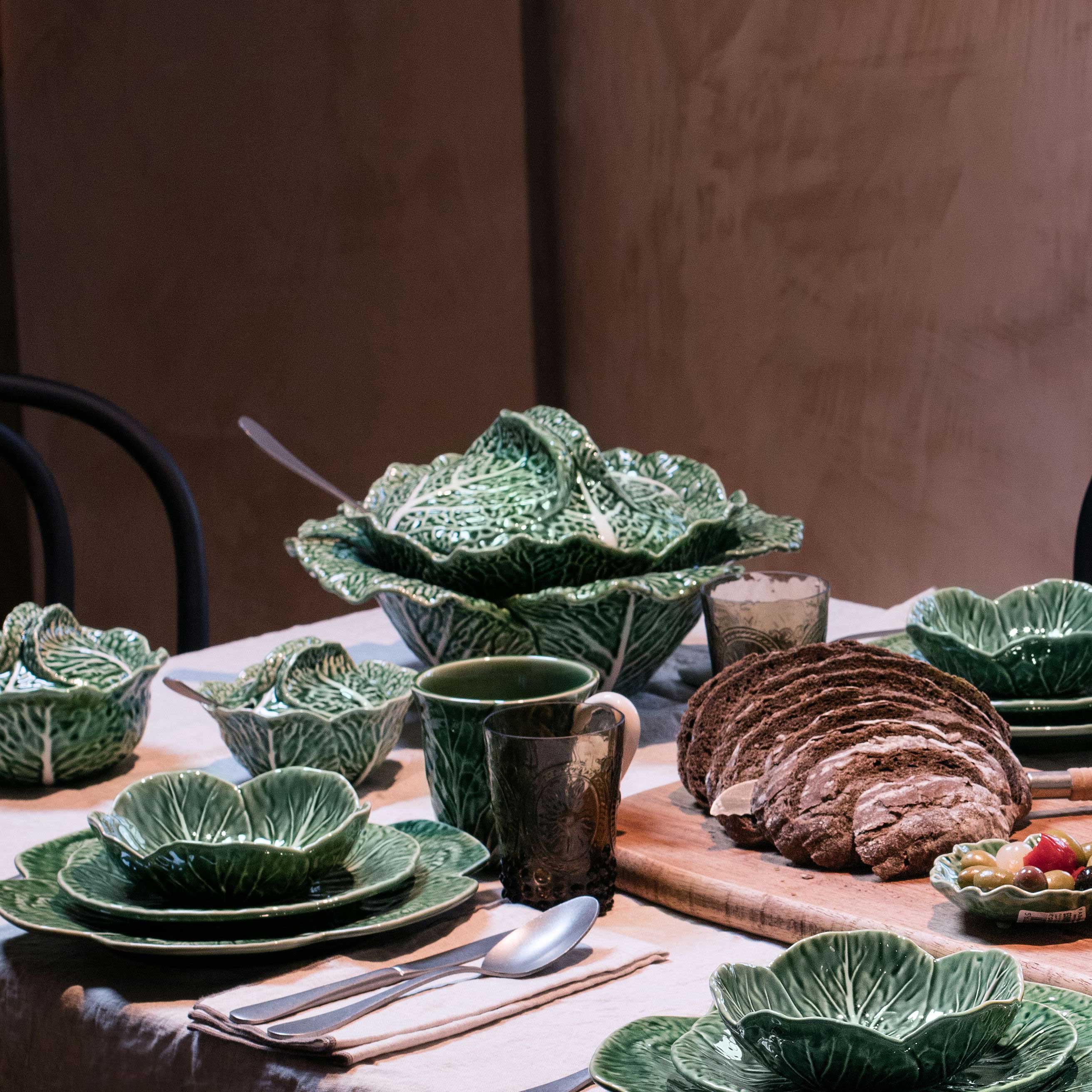 Bordallo Pinheiro Tea Cup & Saucer - Natural Cabbage