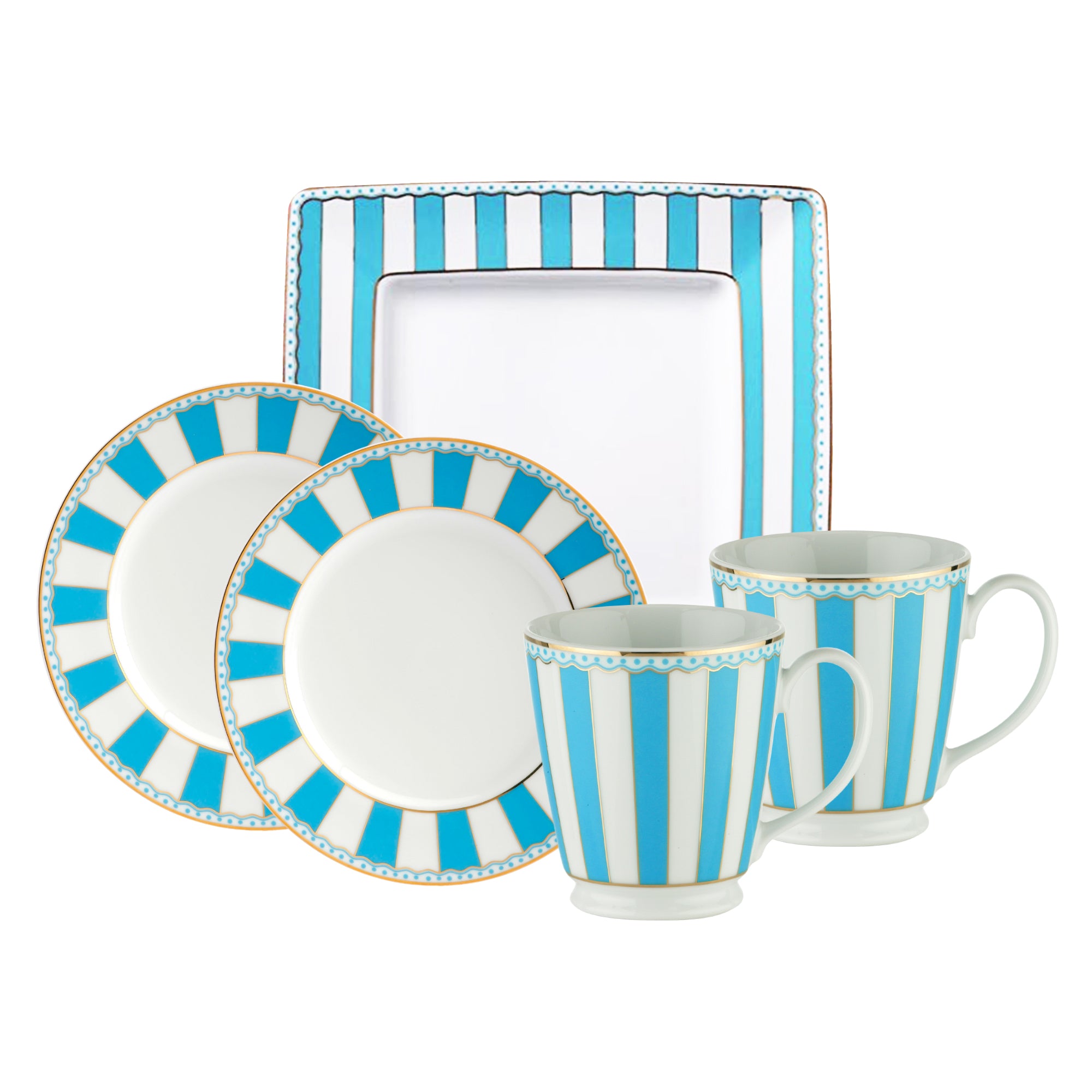 Noritake Carnivale Breakfast Set Light Blue W/Gift Box