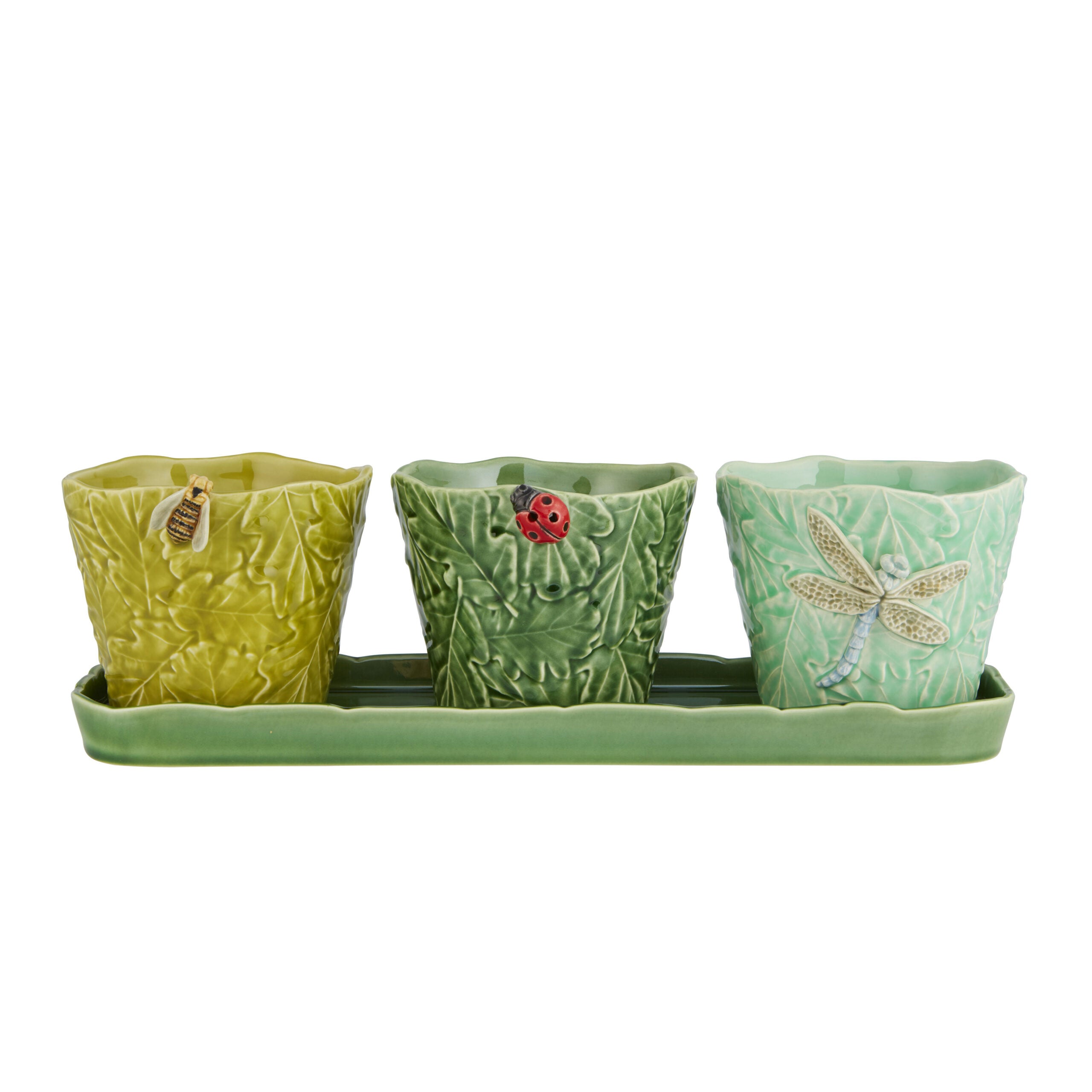 Bordallo Pinheiro 3 Vases Fly Insects Set - Garden of Insects