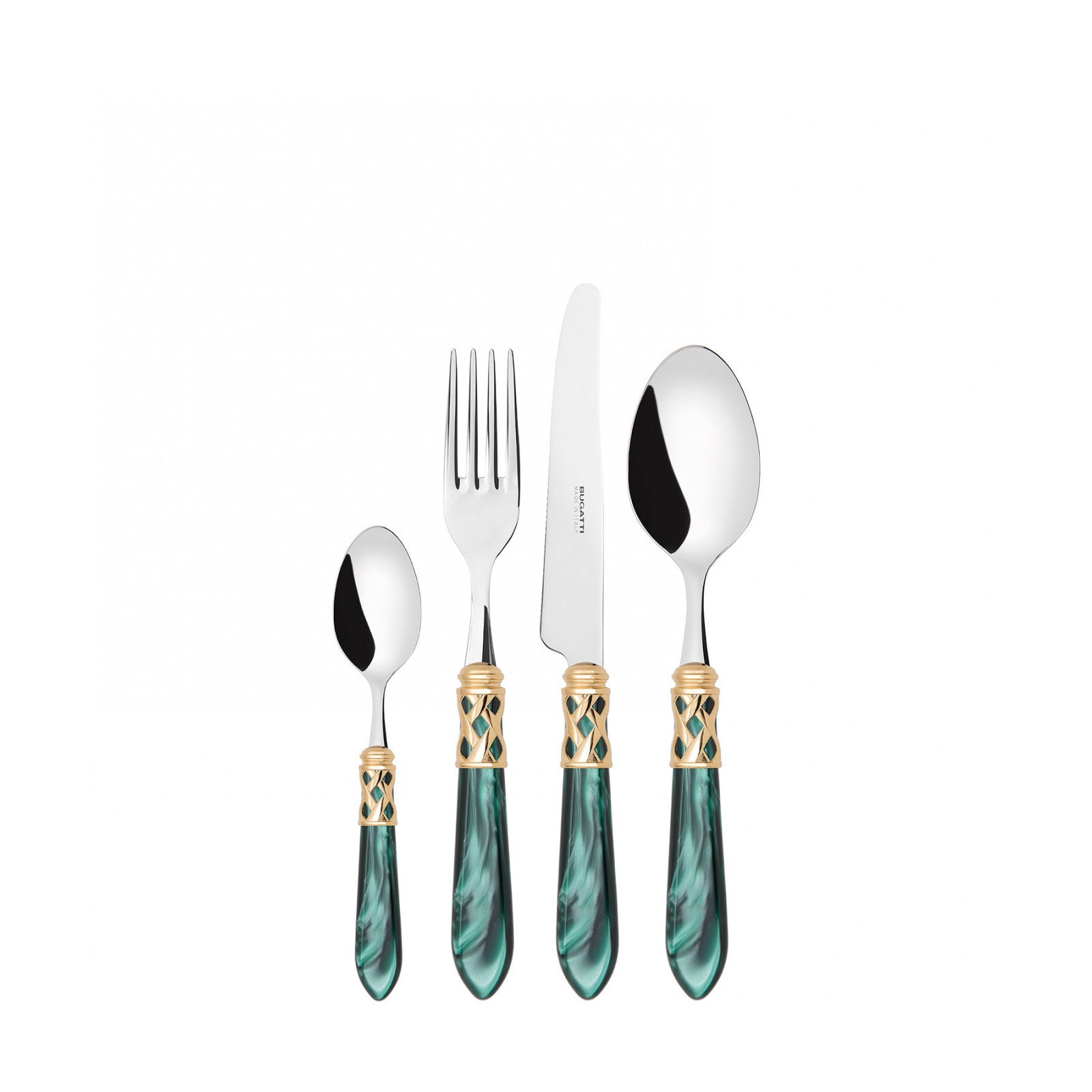 Bugatti 24Pcs Cutlery Set - 18/10 - GOLD GREEN HANDLE