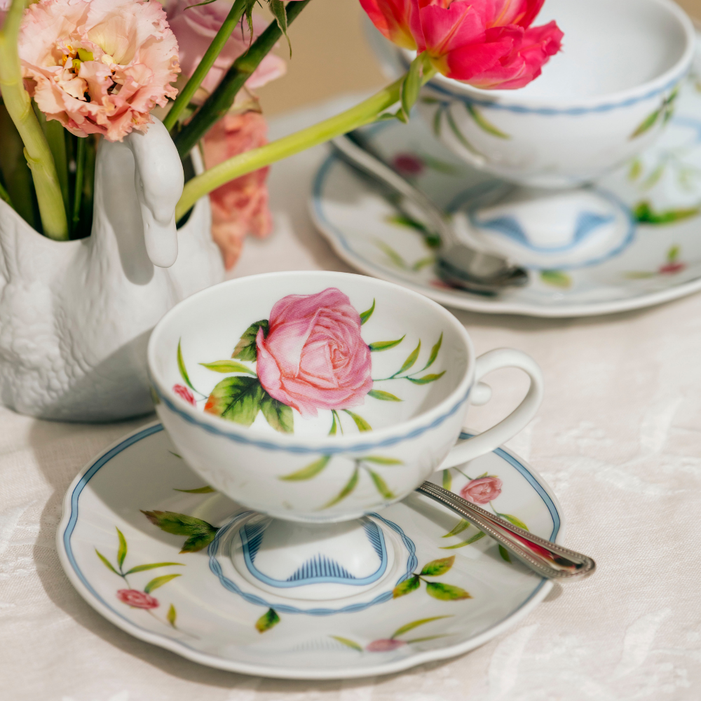 Vista Alegre Tea Cups & Saucers Set of 2 - Bridgerton