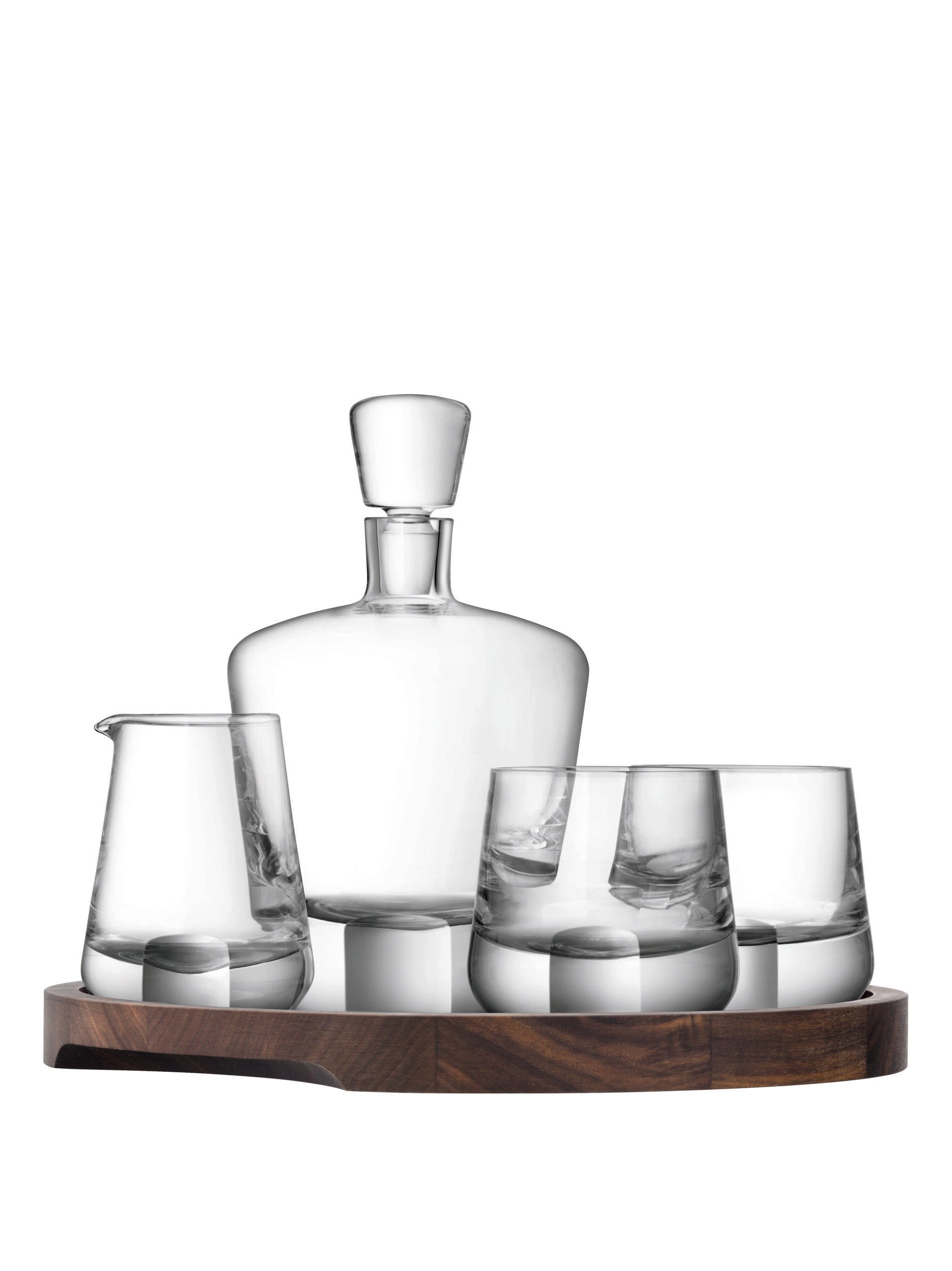 LSA International Whisky Cut Connoisseur Set & Walnut/Cork Serving Tray *