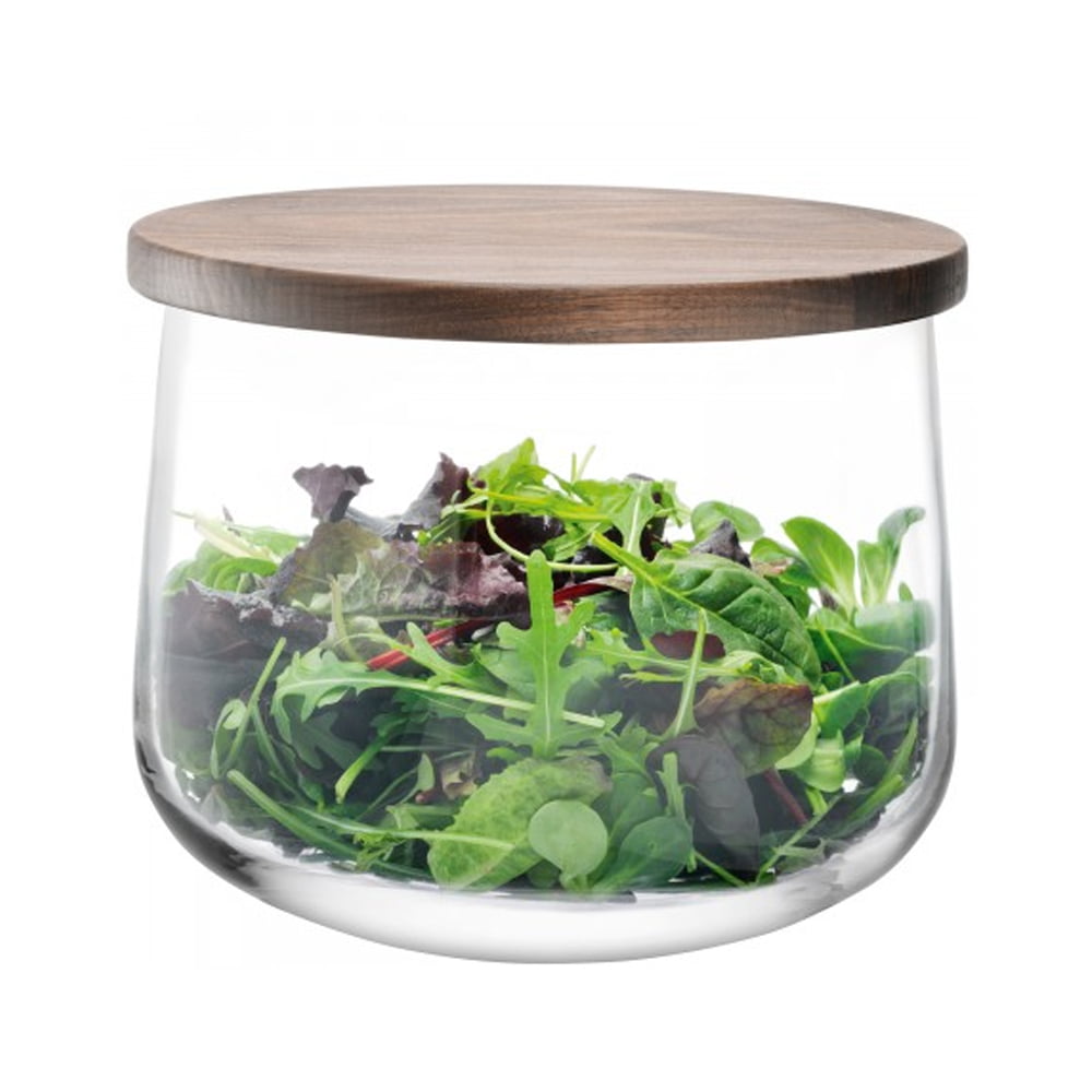 CITY BOWL & WALNUT LID Ø22CM CLEAR (GLASS CONTAINER)