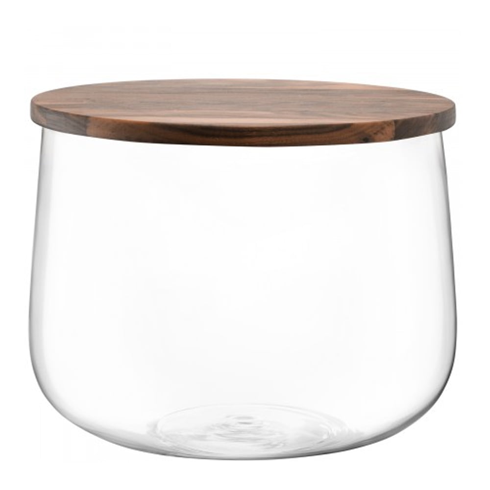 CITY BOWL & WALNUT LID Ø32CM CLEAR (GLASS CONTAINER)