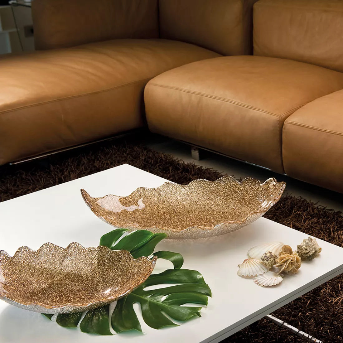 IVV Madagascar Centrepiece 42cm x 28cm Beige Glitter Decoration