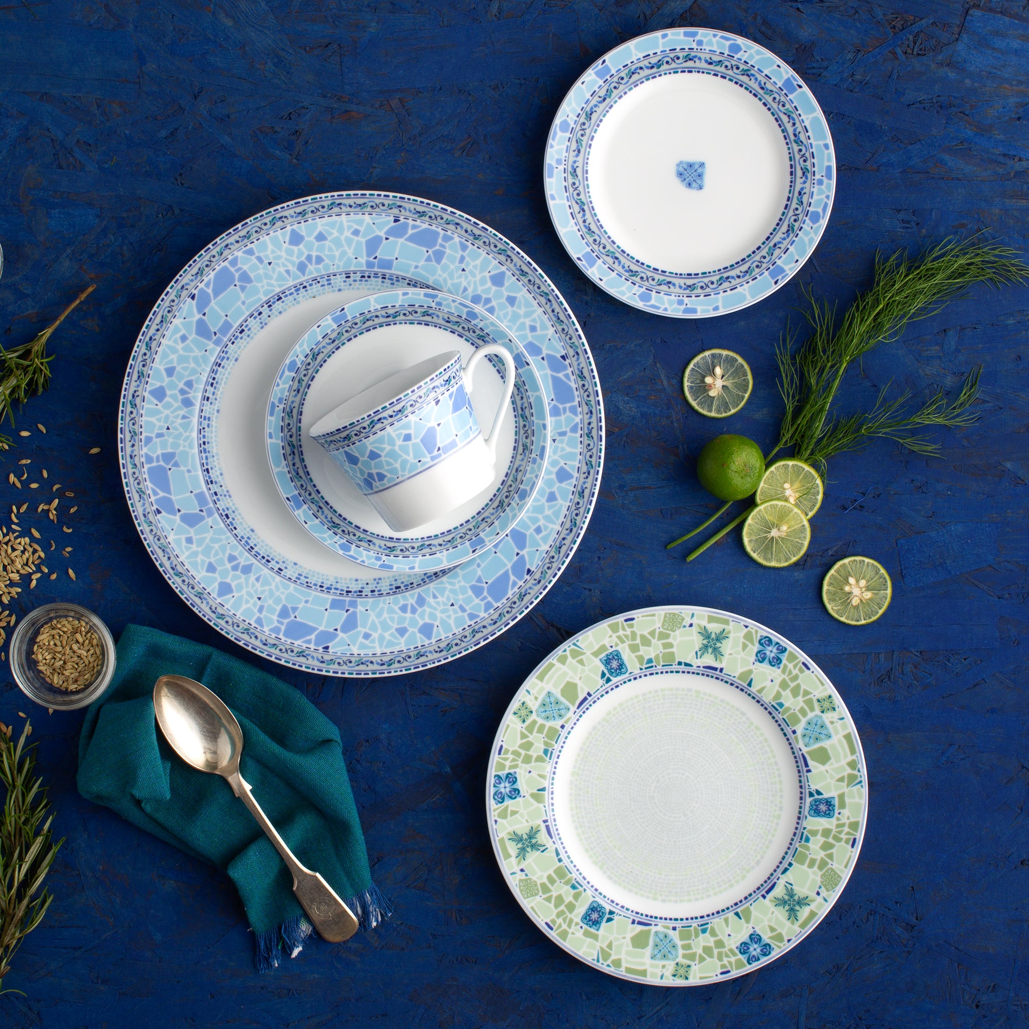 Noritake 96Pcs Dinner & Tea Set for 12 Person - Aegean Dreams