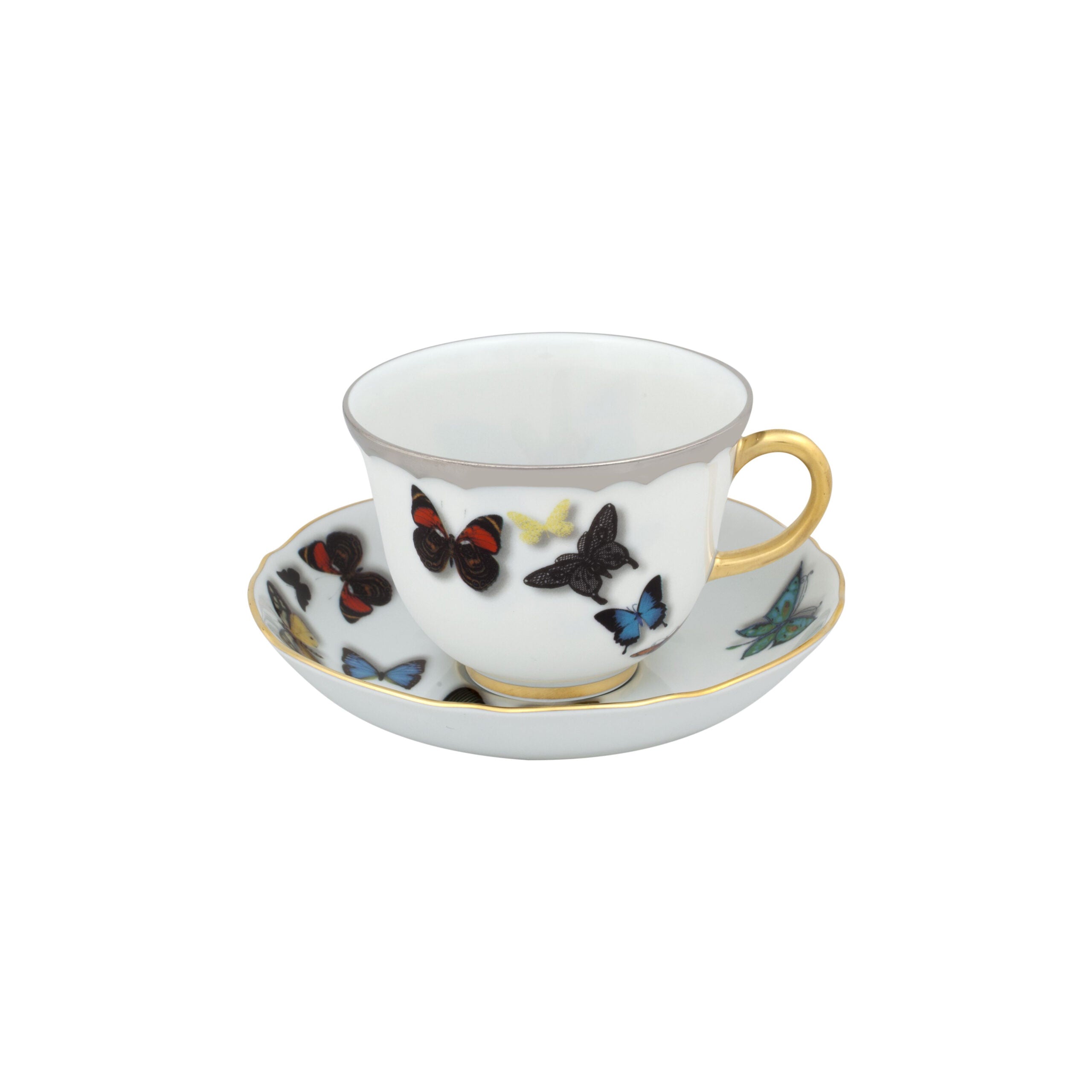 Vista Alegre Teacup & Saucer - Butterfly Parade
