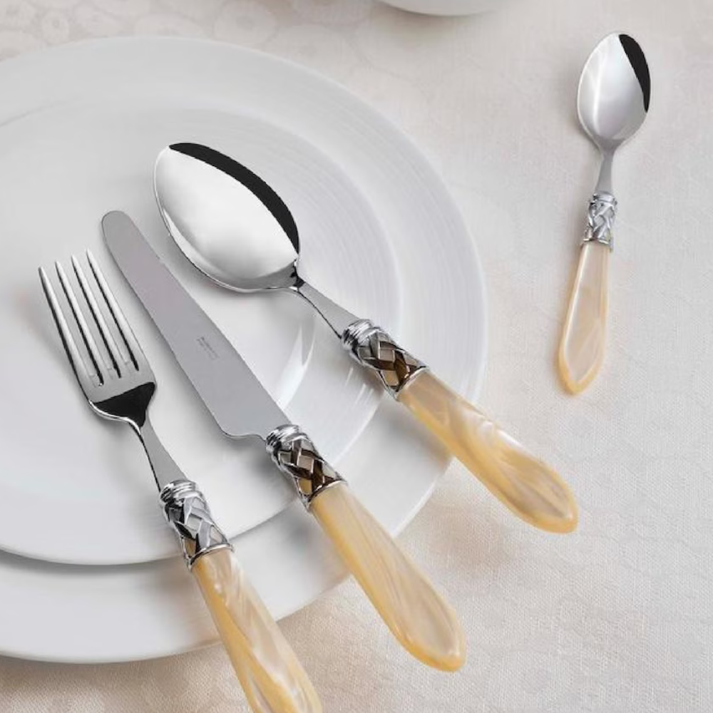 Bugatti 24Pcs Cutlery Set - 18/10 Shining Silver Ivory Handle
