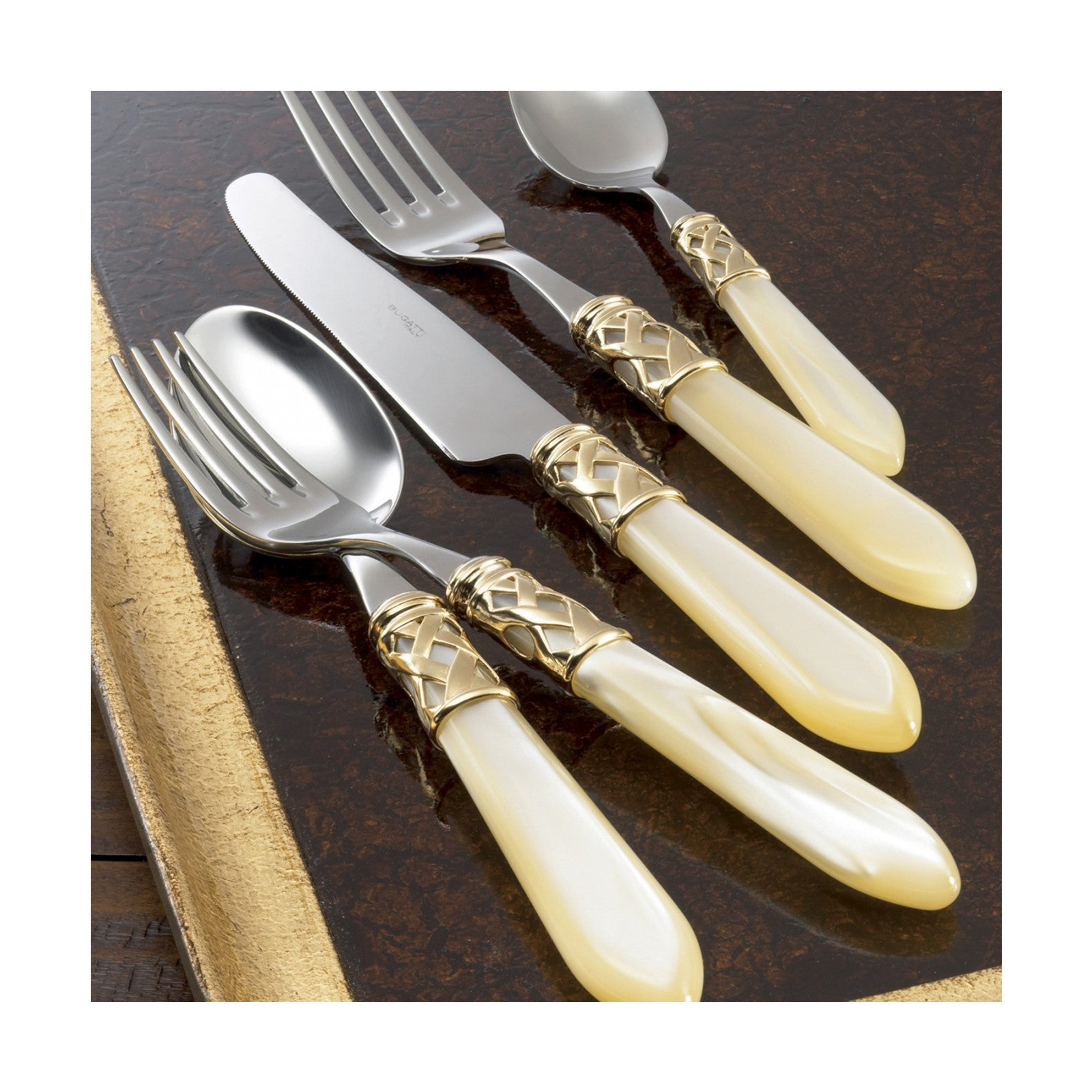 Bugatti 24Pcs CUTLERY SET - 18/10 - GOLD IVORY HANDLE