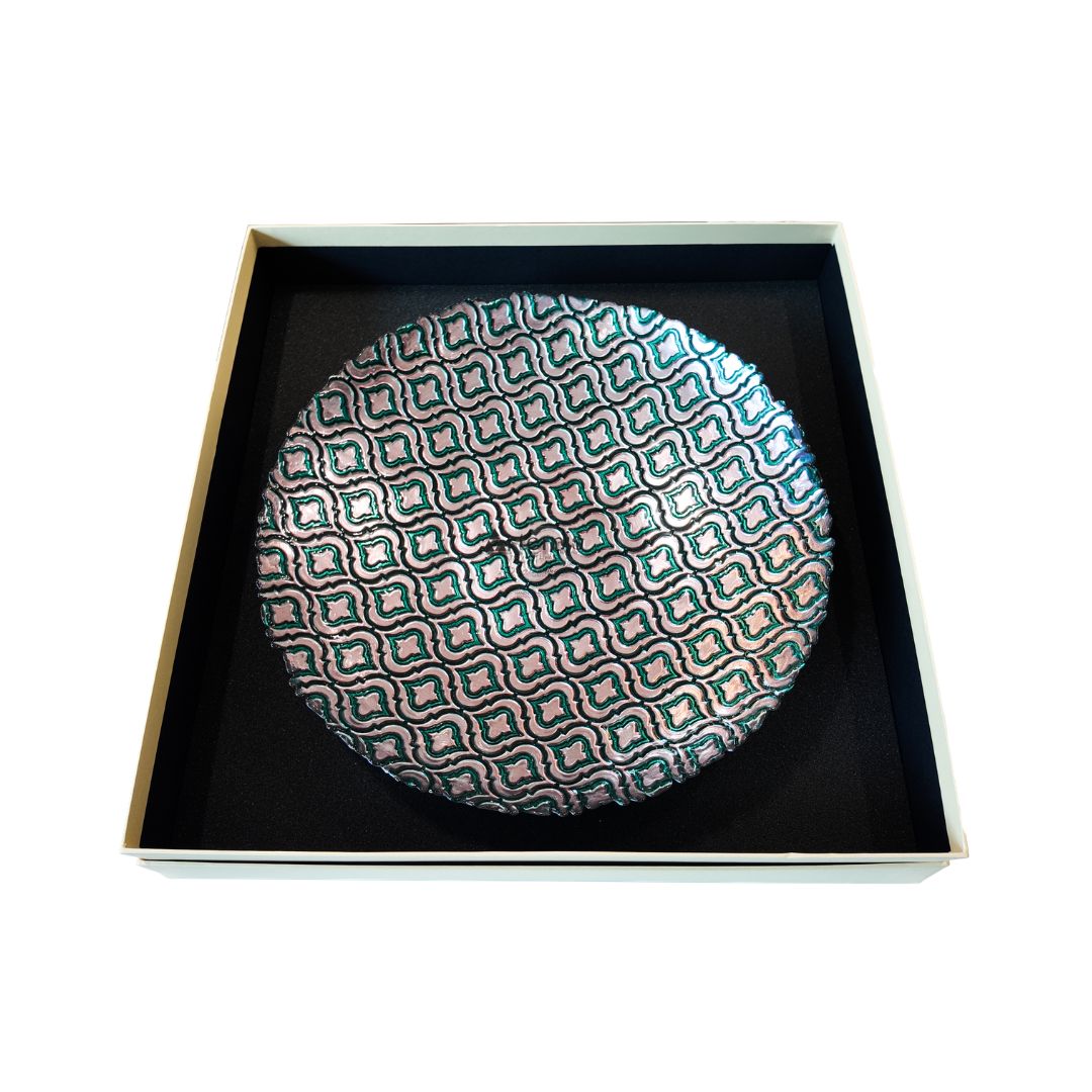 Centerpiece 40cm Marrakesh Dark Teal Patina + Pink Cloth
