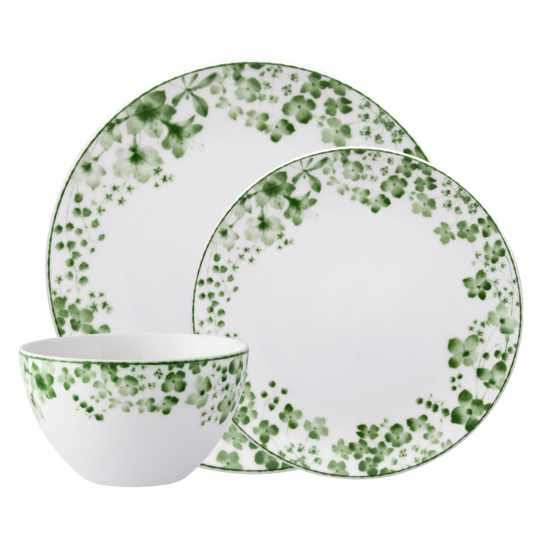 Noritake 12Pc Dinner Set For 4 Person-Bloomington Road Green