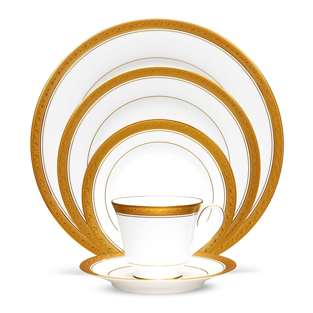 未☆ノリタケ☆☆ CRESTWOOD GOLD 4167 5枚 Noritake 96Pcs Dinner & Tea Set for 12 Person - Crestwood Gold