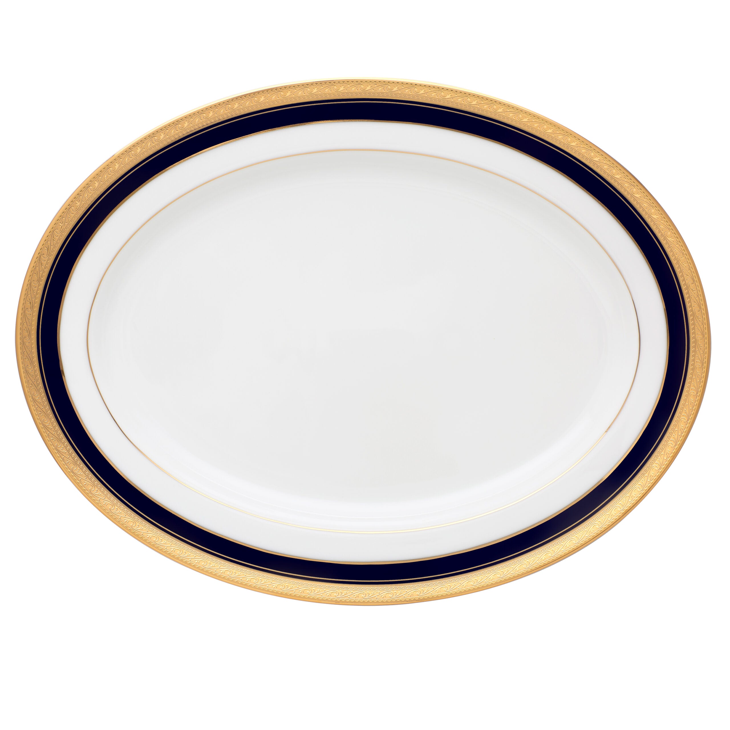Noritake 96Pcs Dinner & Tea Set for 12 Person - Crestwood Cobalt Gold