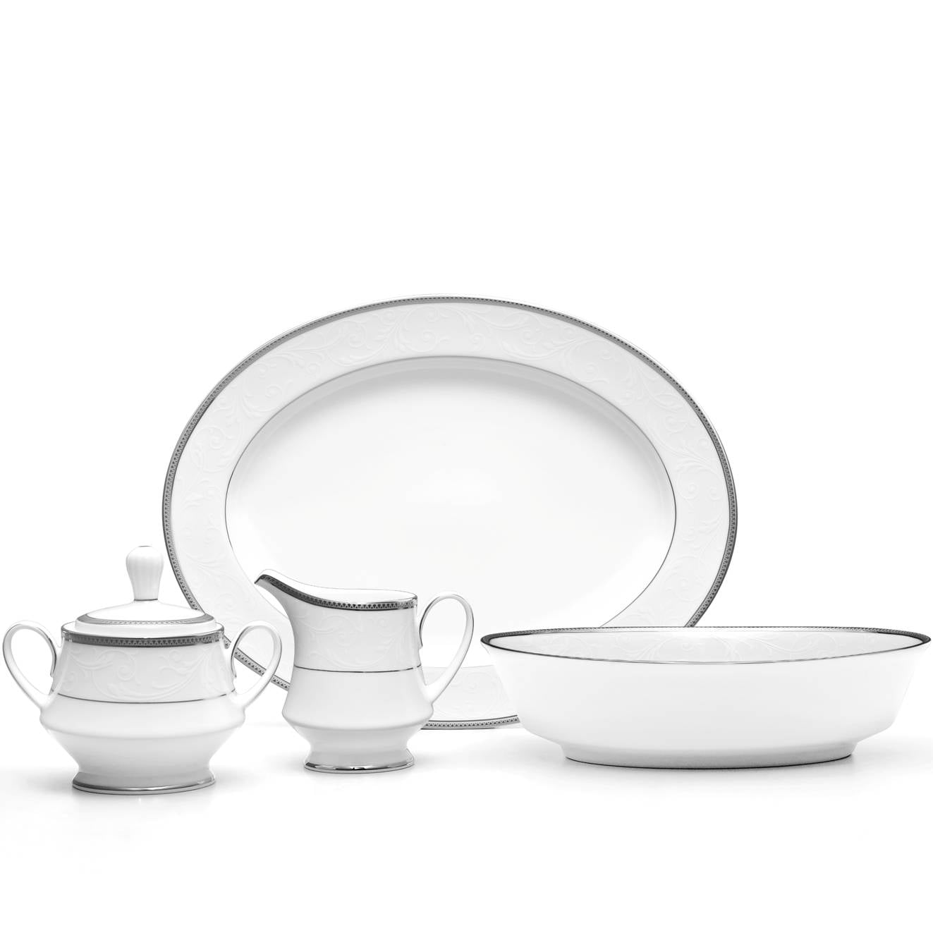 Noritake 96Pcs Dinner & Tea Set for 12 Person - Regina Platinum