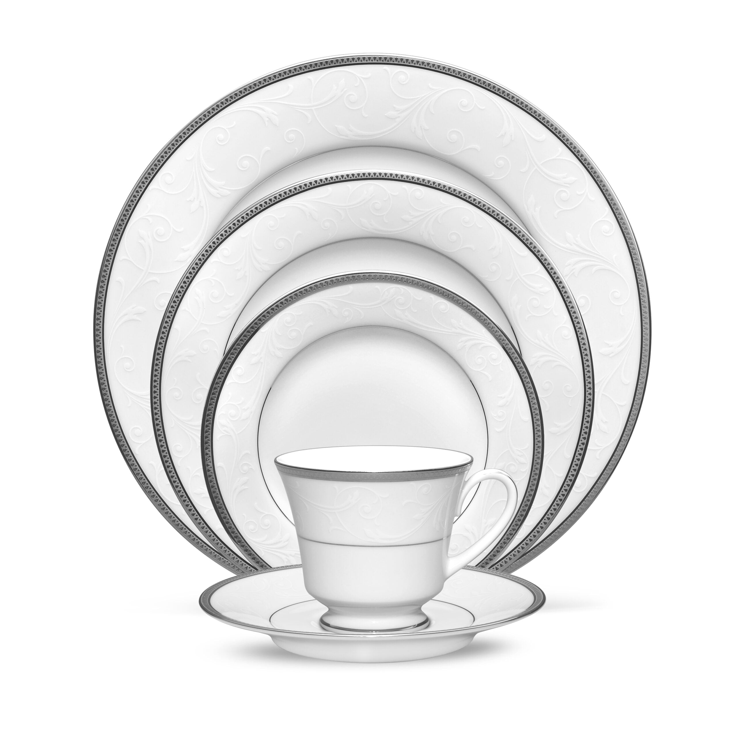 Noritake 96Pcs Dinner & Tea Set for 12 Person - Regina Platinum