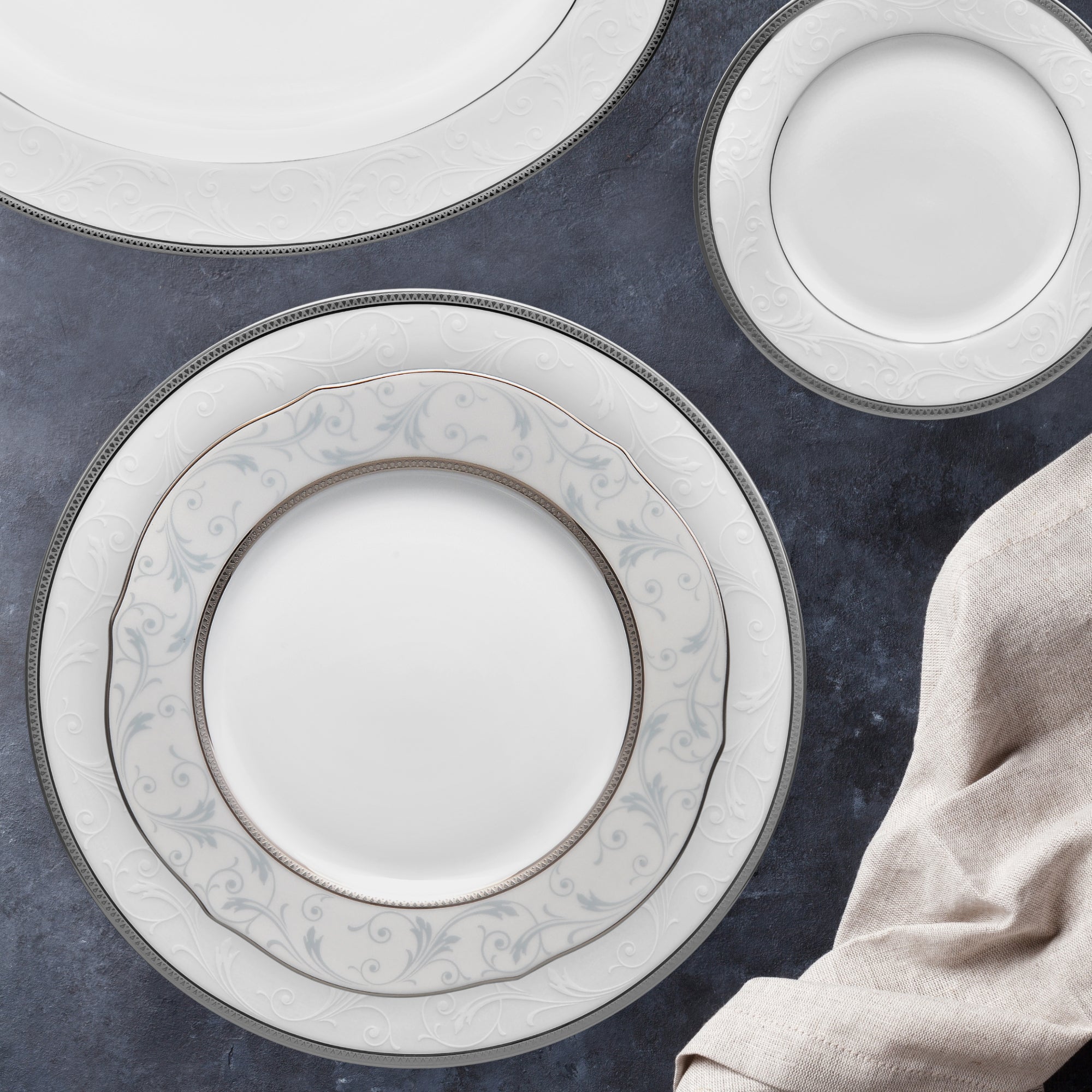 Noritake 96Pcs Dinner & Tea Set for 12 Person - Regina Platinum