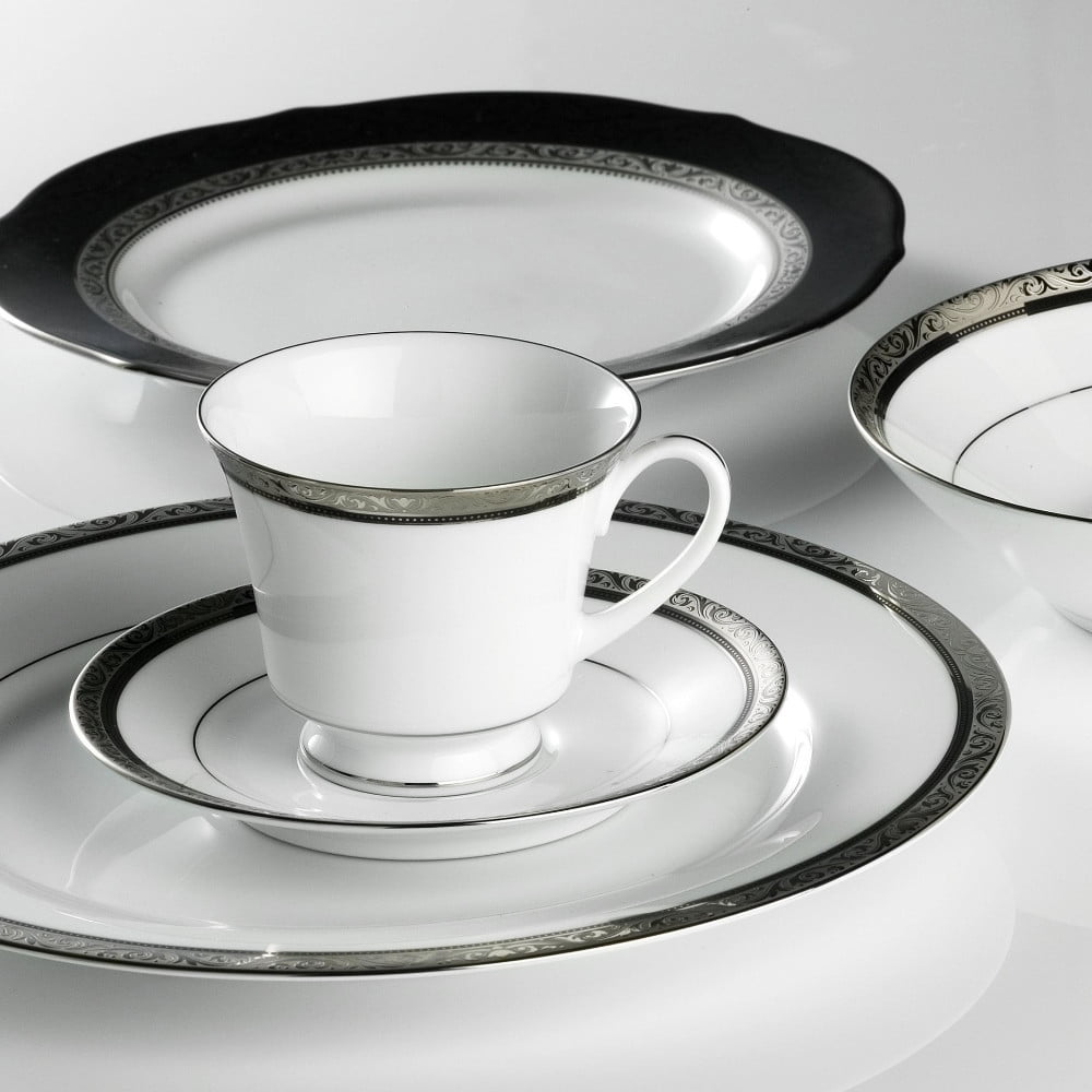 Noritake 96Pcs Dinner & Tea Set for 12 Person - Regent Platinum