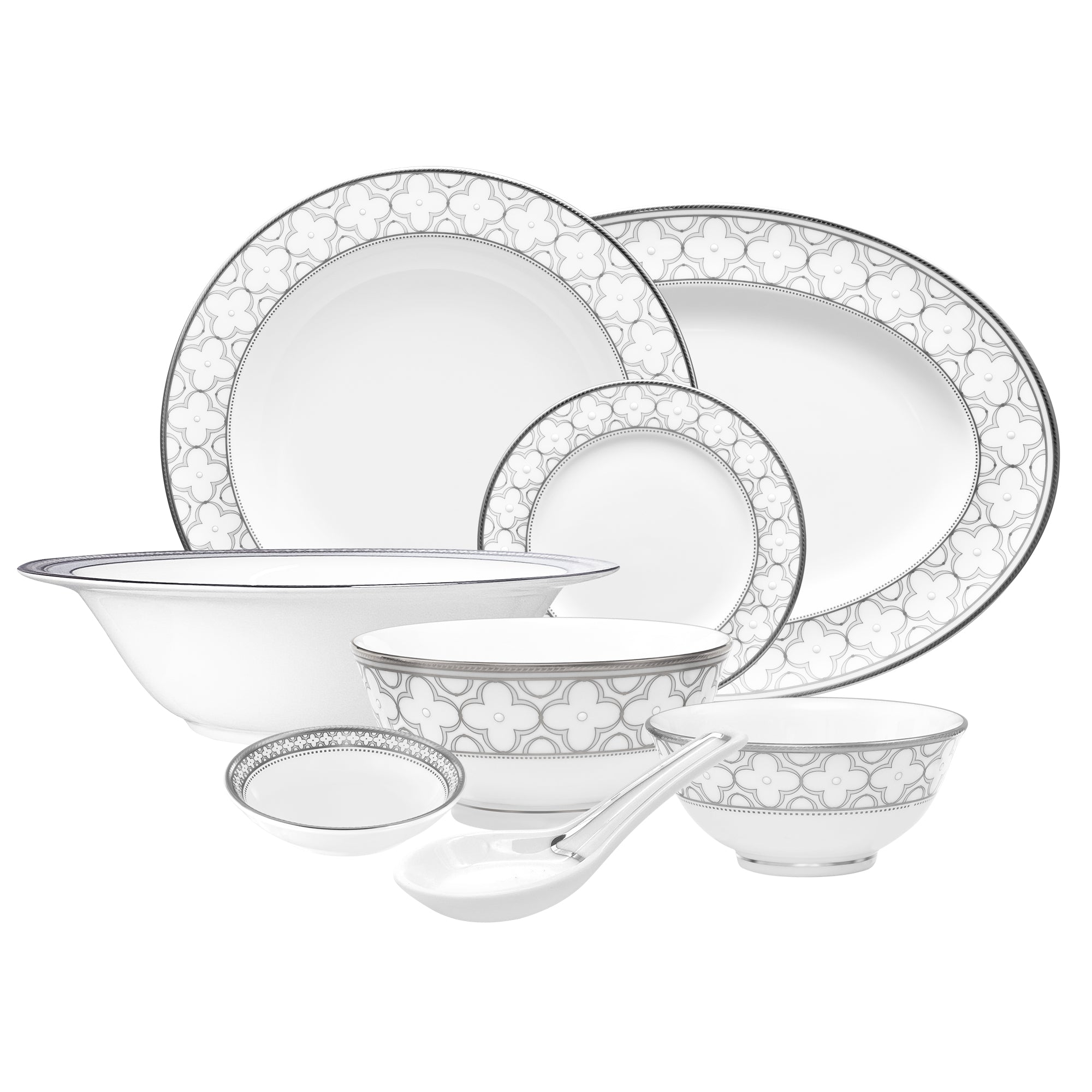Noritake 34Pcs Asian Dinner Set For 6 Person-Trefolio Platinum