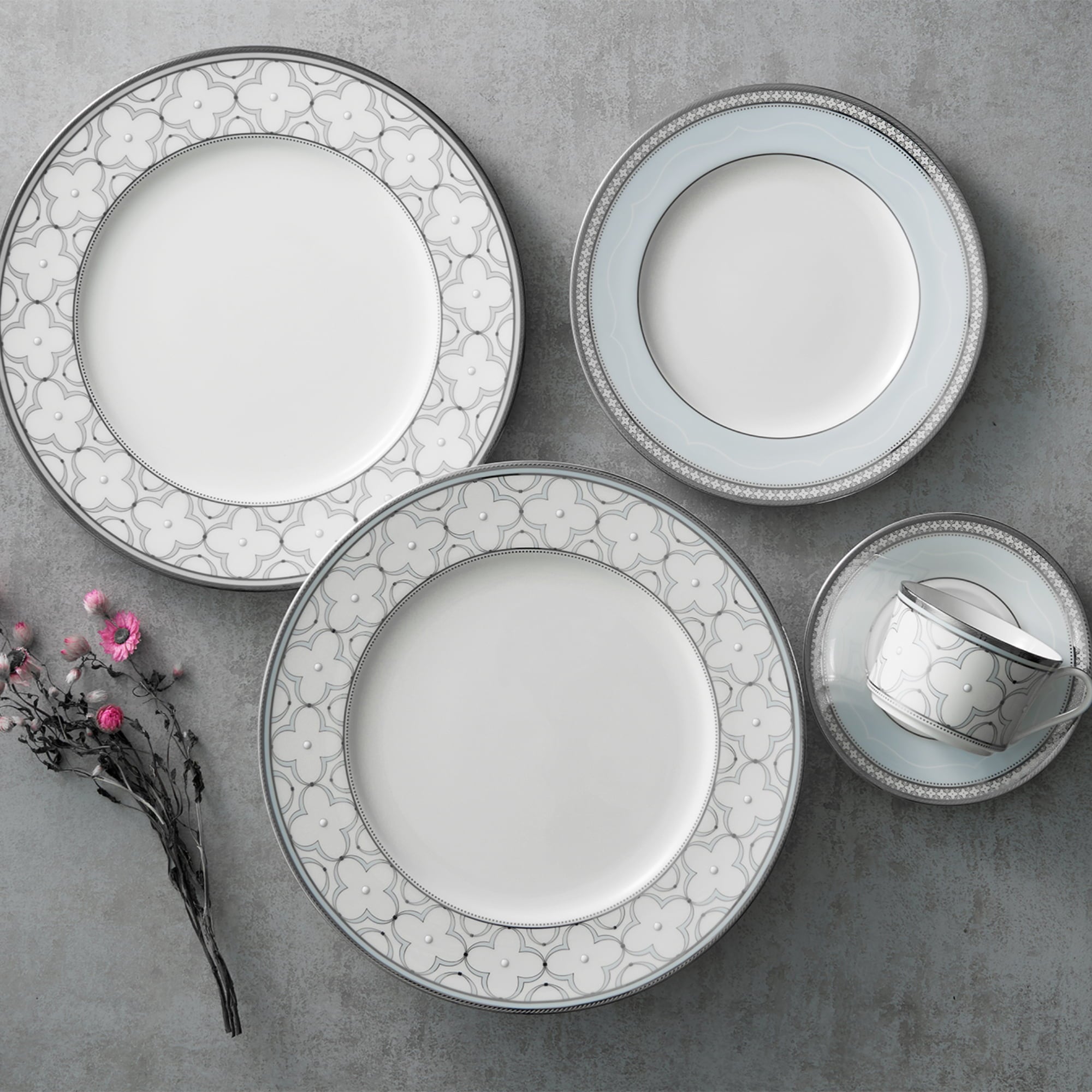 Noritake 34Pcs Asian Dinner Set For 6 Person-Trefolio Platinum