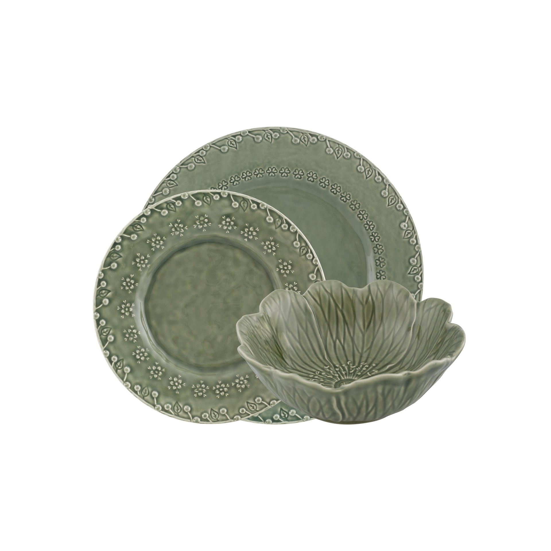 Bordallo Pinheiro 12Pcs Dinner Set – Flora Cinza