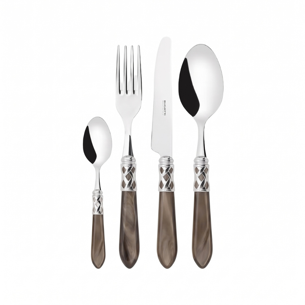 Bugatti 24Pcs Cutlery Set - 18/10 Shining Silver Chocolate Handle