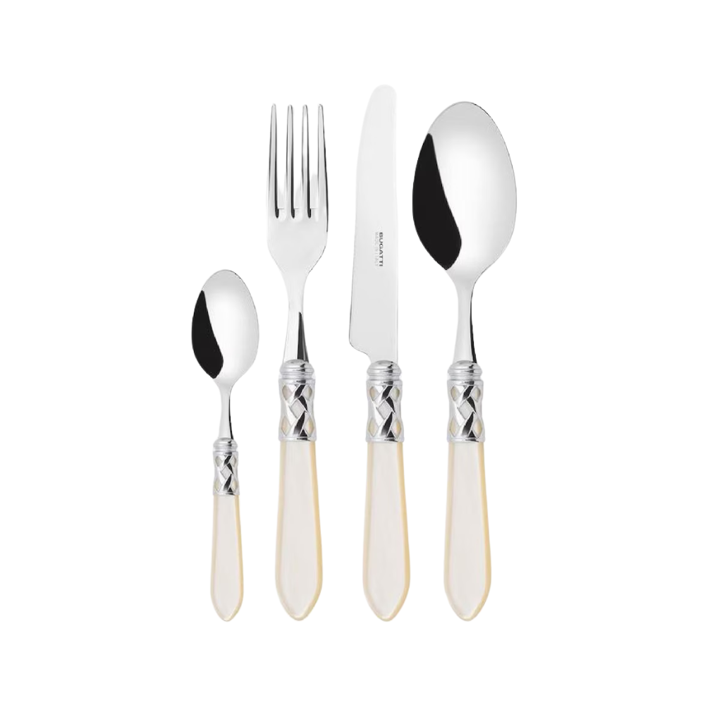 Bugatti 24Pcs Cutlery Set - 18/10 Shining Silver Ivory Handle