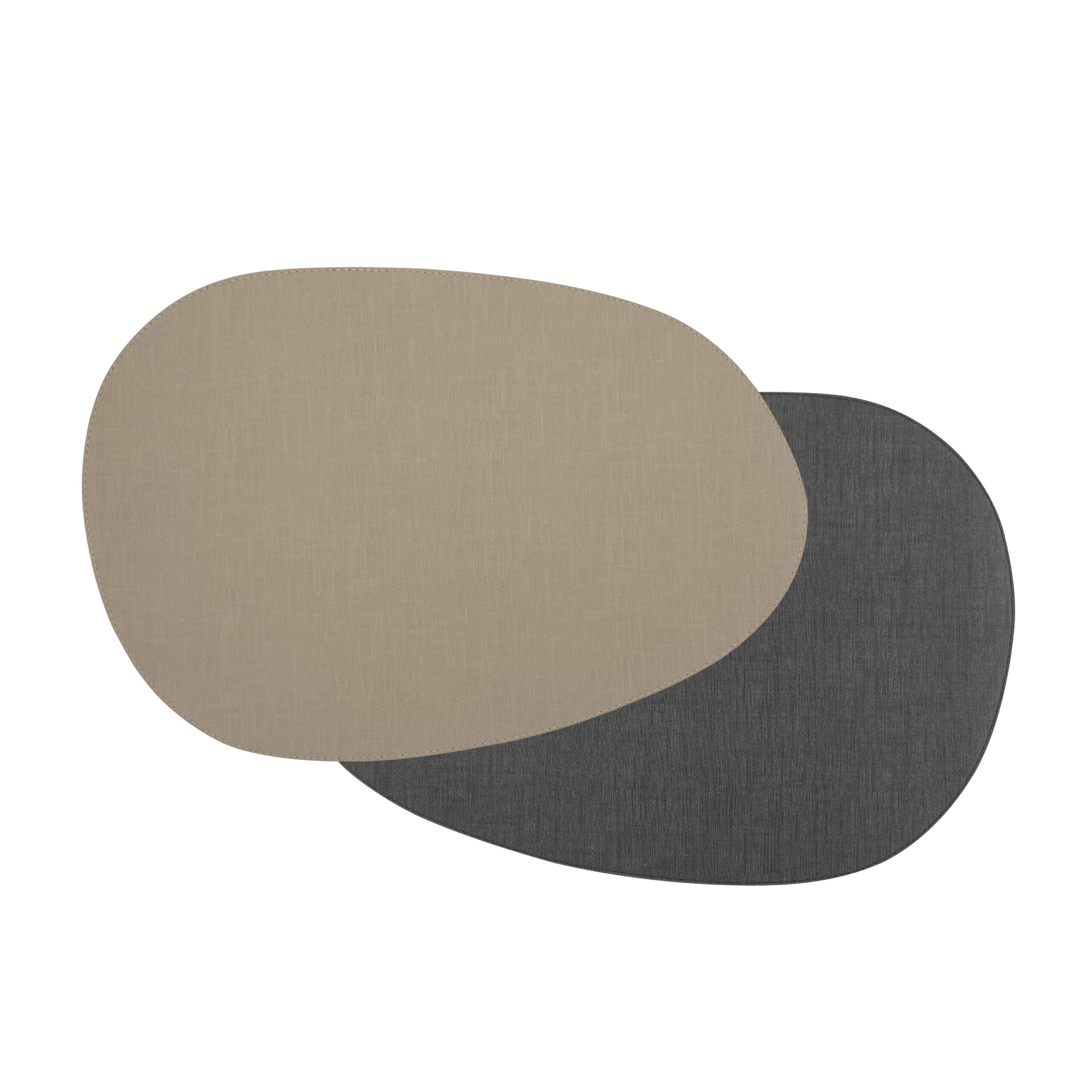 Artemis 2 Colors Placemat Stone Shape - Natural Linen Olive &amp; Anthrazit