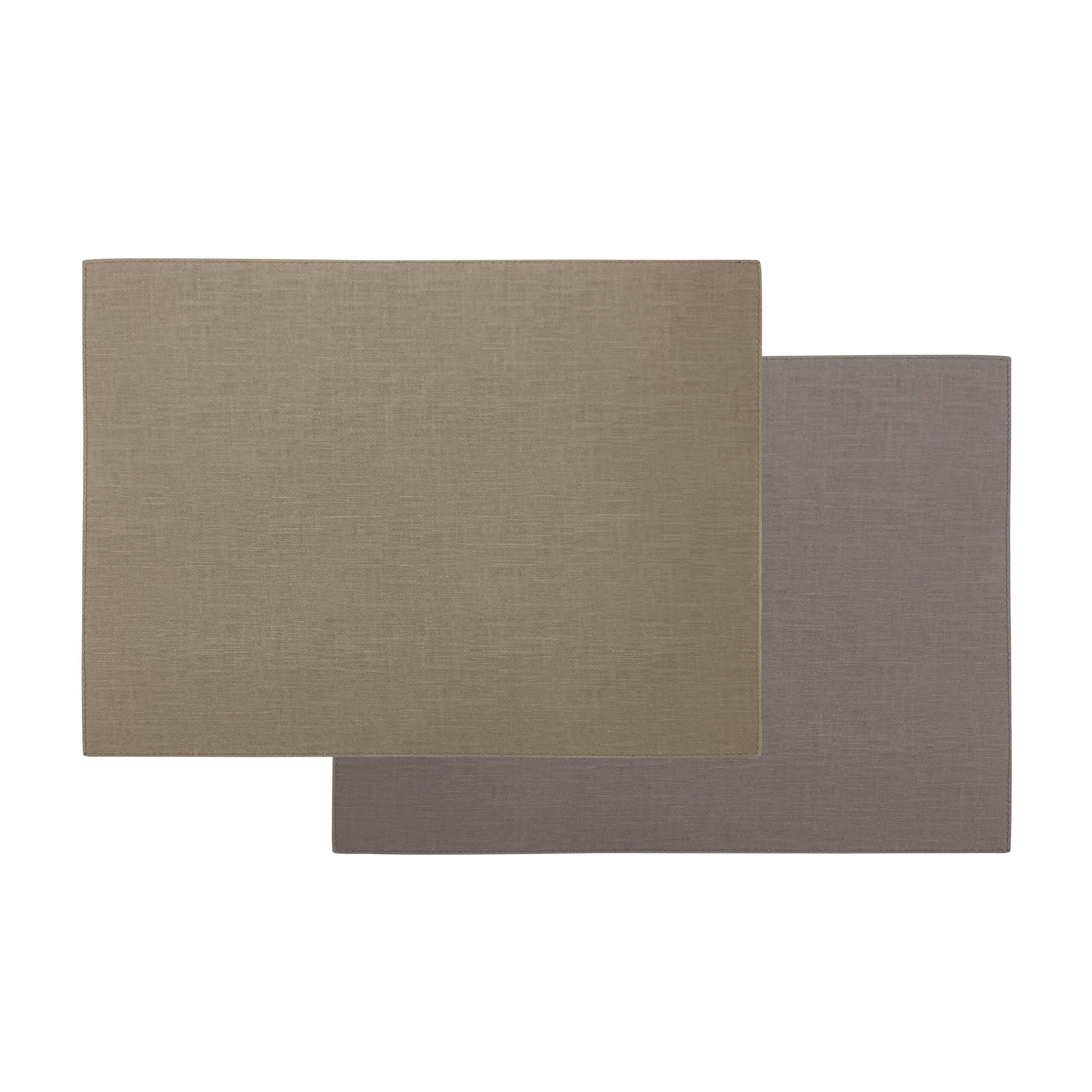 Artemis 2 Colors Placemat Rectangular - Nature Linen Olive &amp; Brown