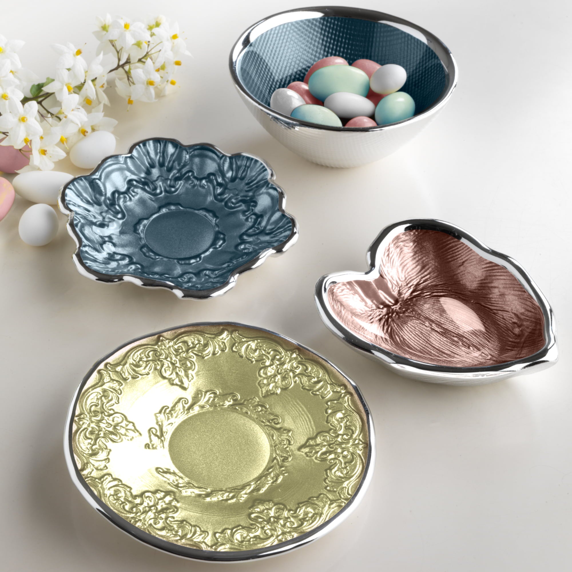 Dogale Beige Shaped Saucer W/Embroidery