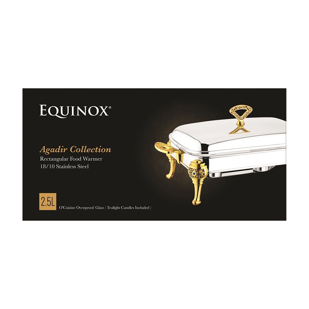 Equinox Stainless Steel Rectangle Food Warmer 2.5L