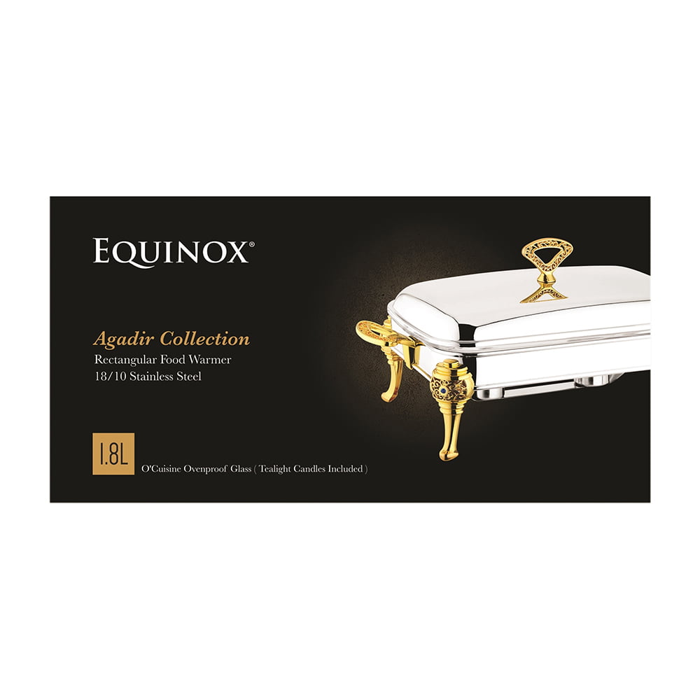 Equinox Stainless Steel Rectangle Food Warmer 1.8L