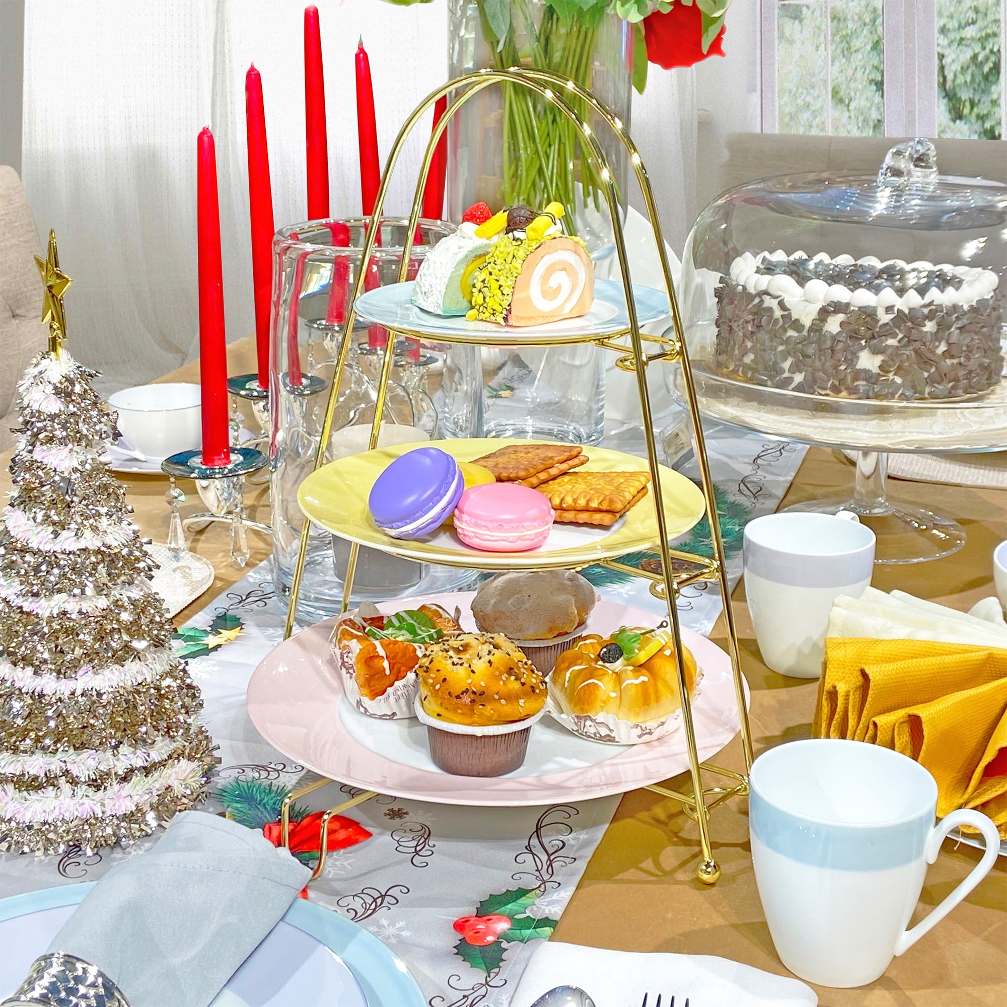 Equinox 3 Tier Cake Stand - Gold Plated