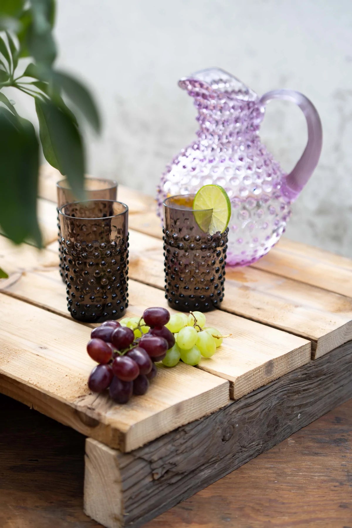 HOBNAIL 6PCS TUMBLERS SET 200ML (BLACK SMOKE)