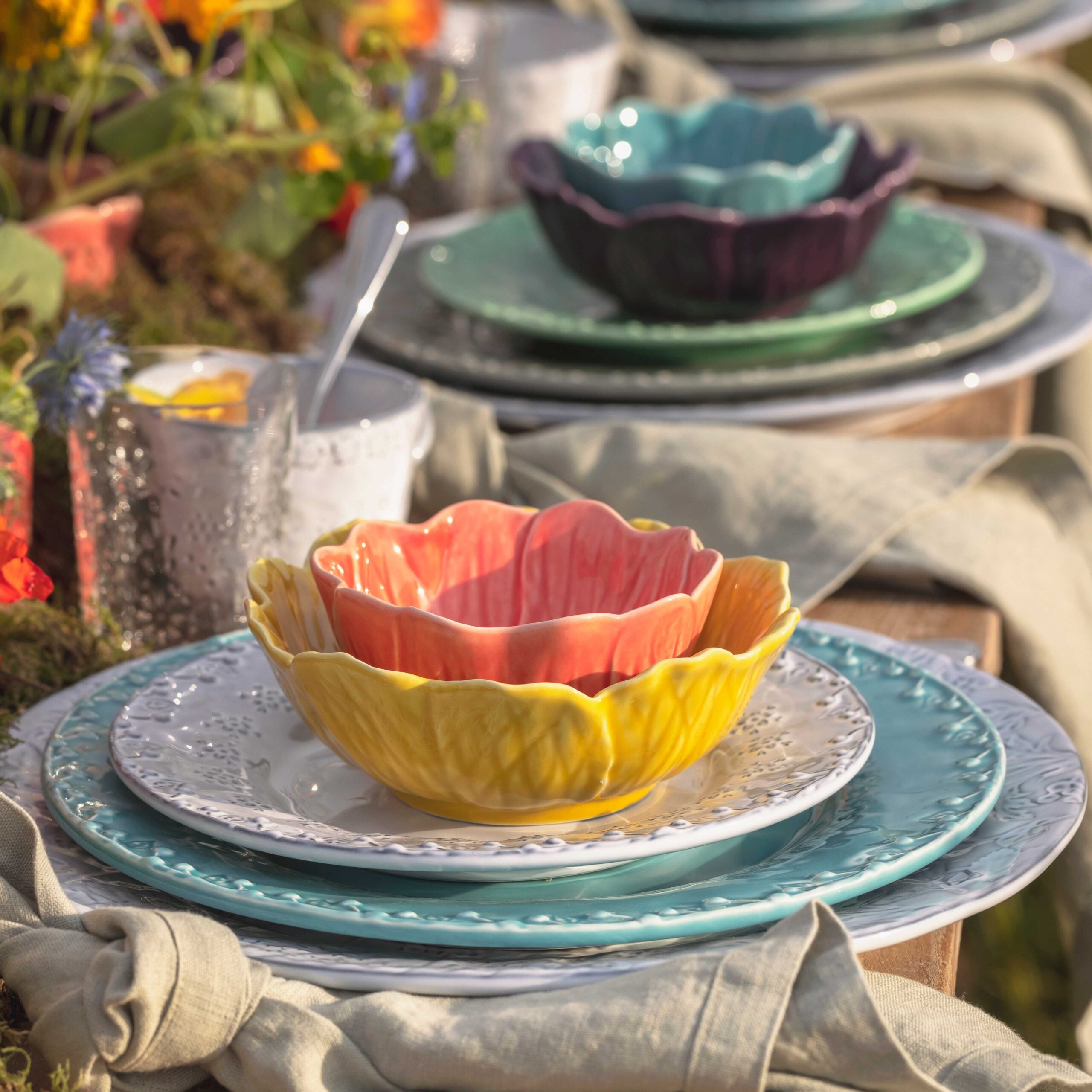 Bordallo Pinheiro 12Pcs Dinner Set – Flora Cinza