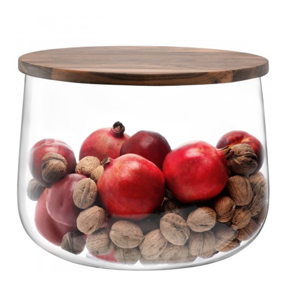 CITY BOWL &amp; WALNUT LID Ø32CM CLEAR (GLASS CONTAINER)