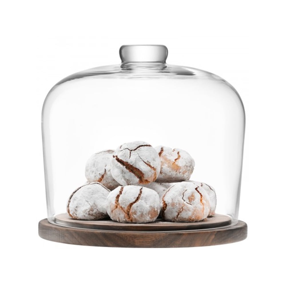 CITY DOME &amp; WALNUT BASE Ø22CM CLEAR