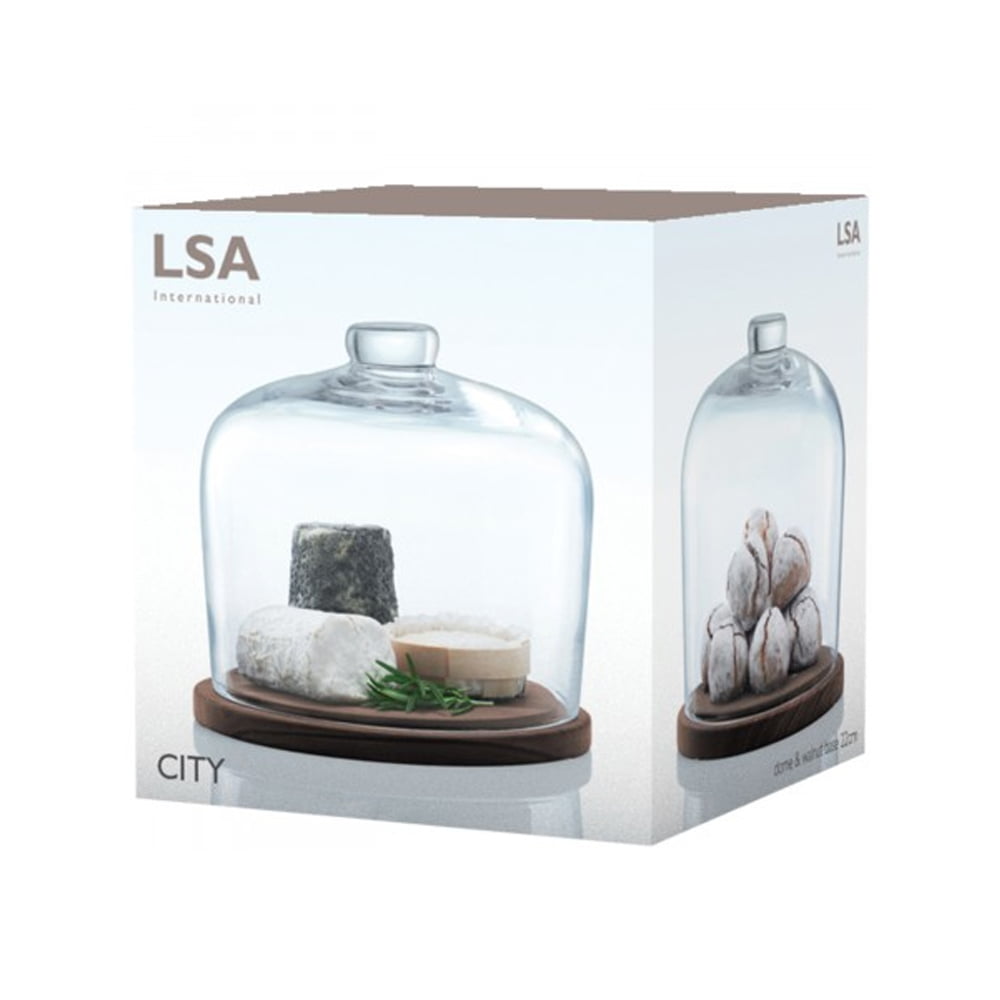 CITY DOME &amp; WALNUT BASE Ø22CM CLEAR
