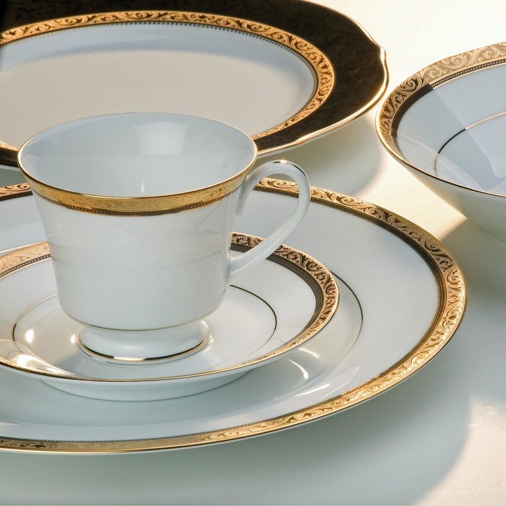 Noritake 33Pcs Dinner Set with Teapot for 6 Person - Regent Gold