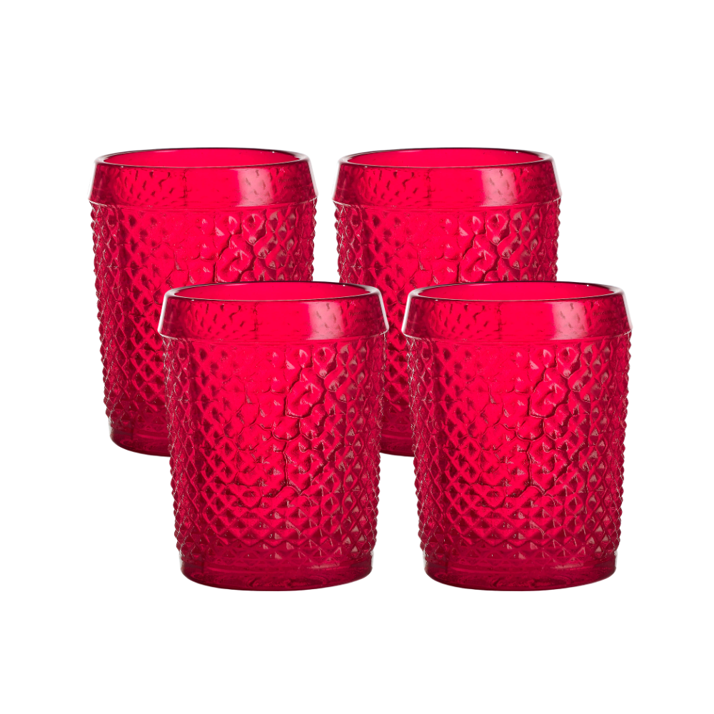 Vista Alegre Set with 4 Old Fashion - Bicos Red